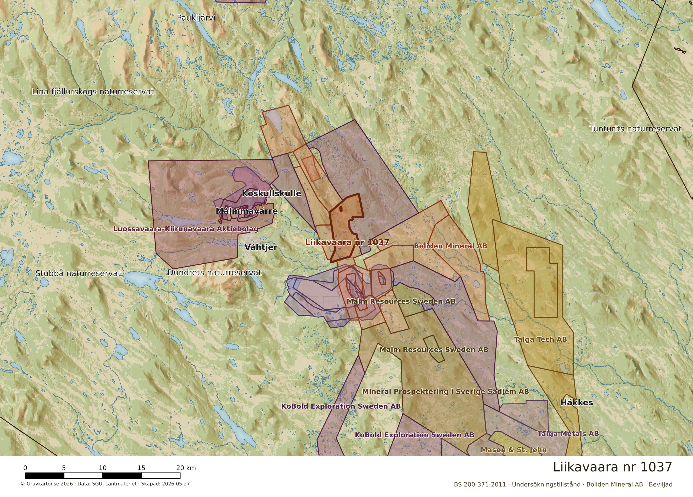 Översiktskarta över Liikavaara nr 1037 i sitt landskap