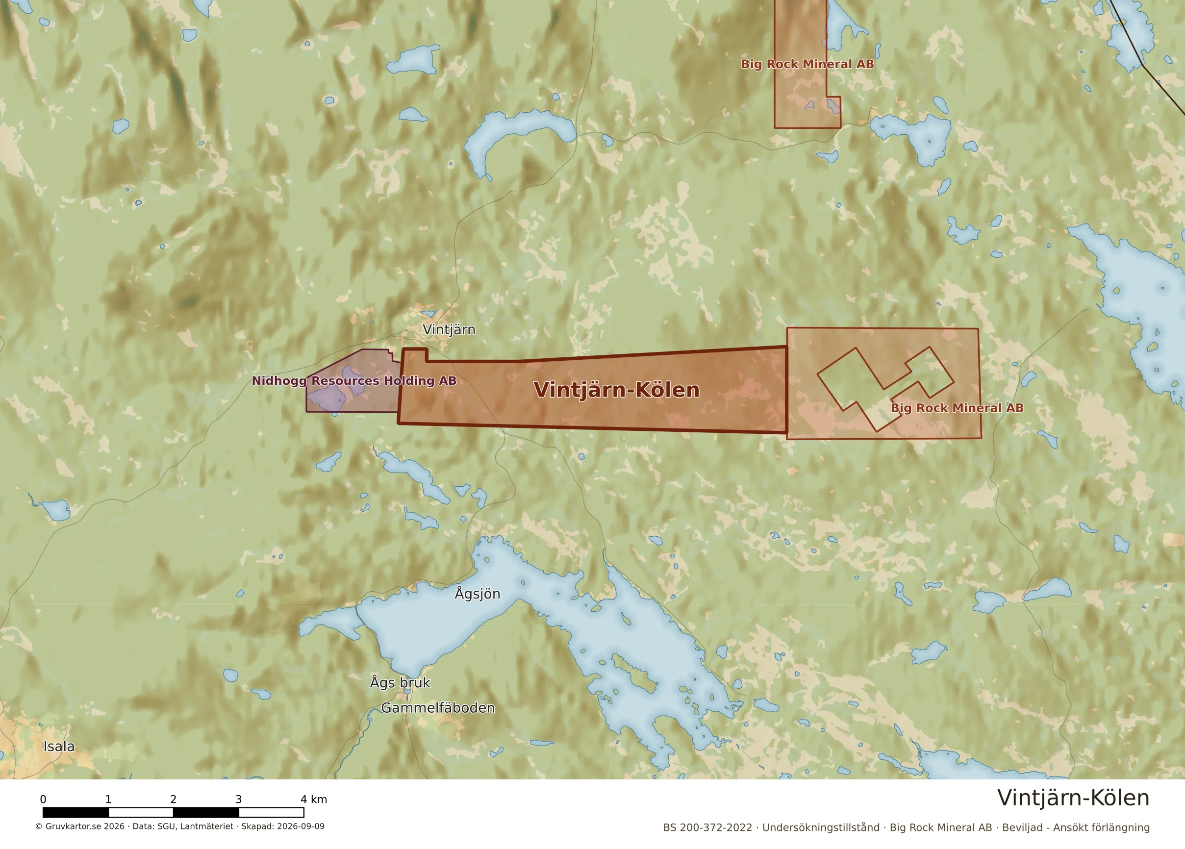 Närkarta över Vintjärn-Kölen