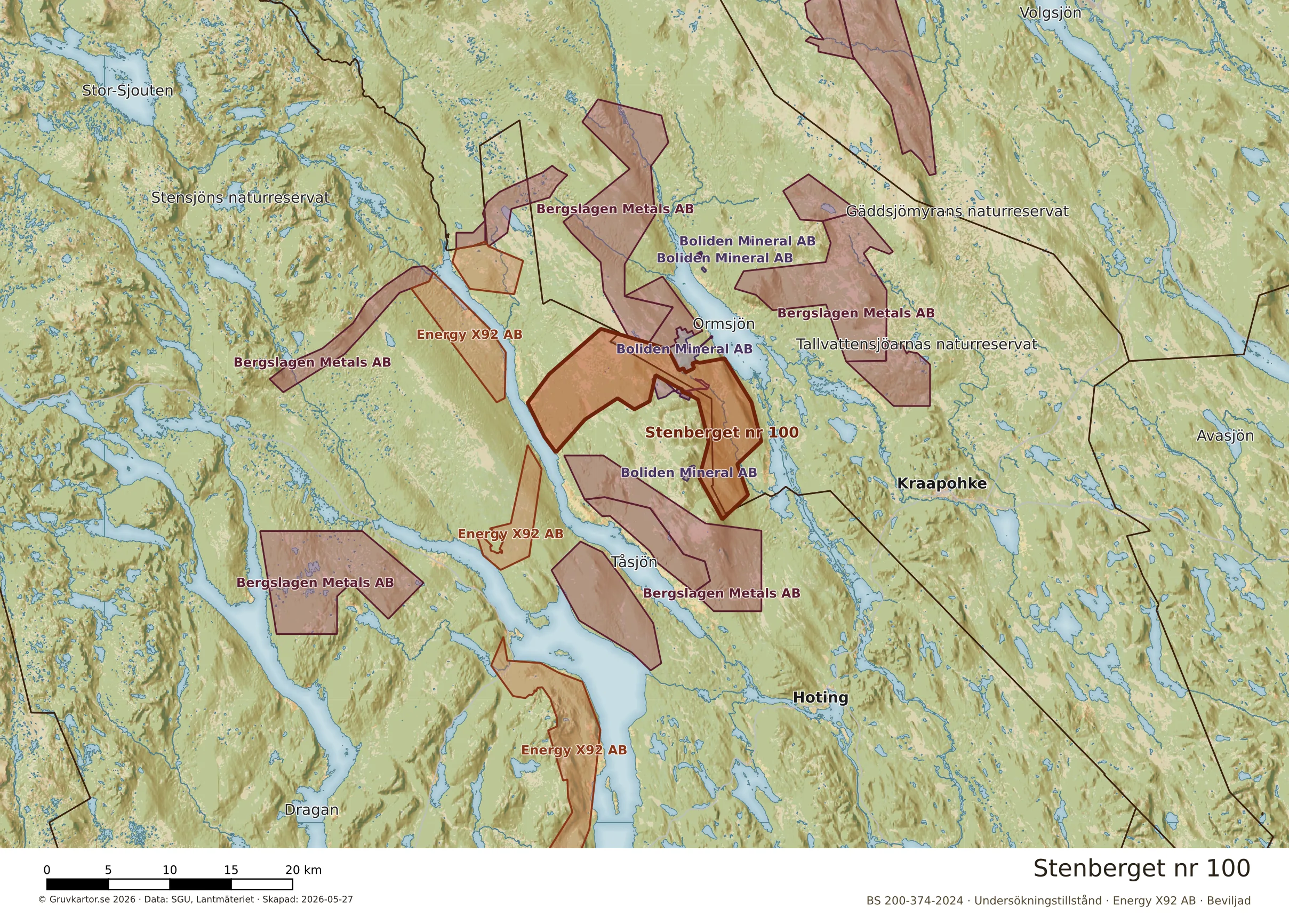 Översiktskarta över Stenberget nr 100 i sitt landskap
