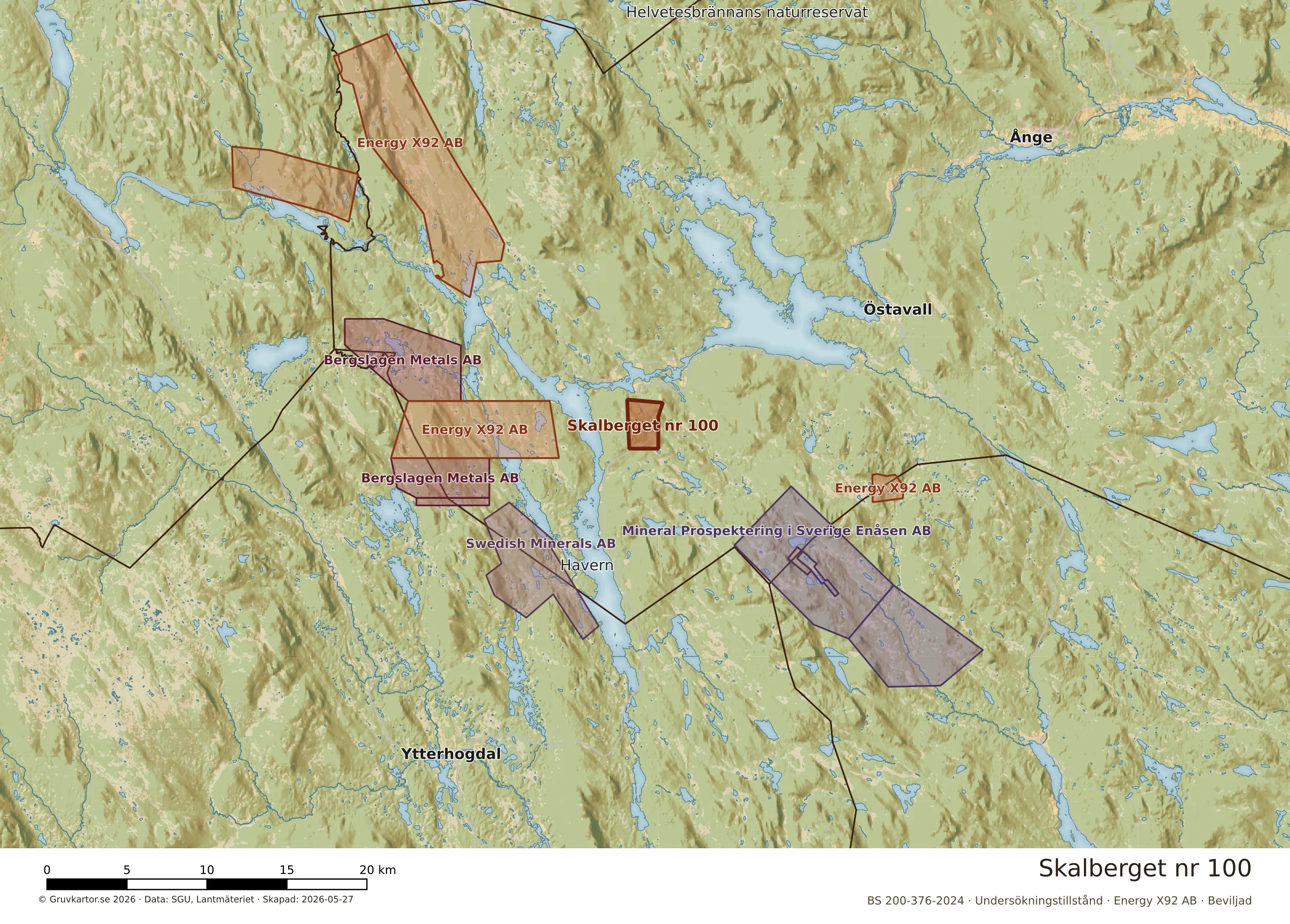 Översiktskarta över Skalberget nr 100 i sitt landskap