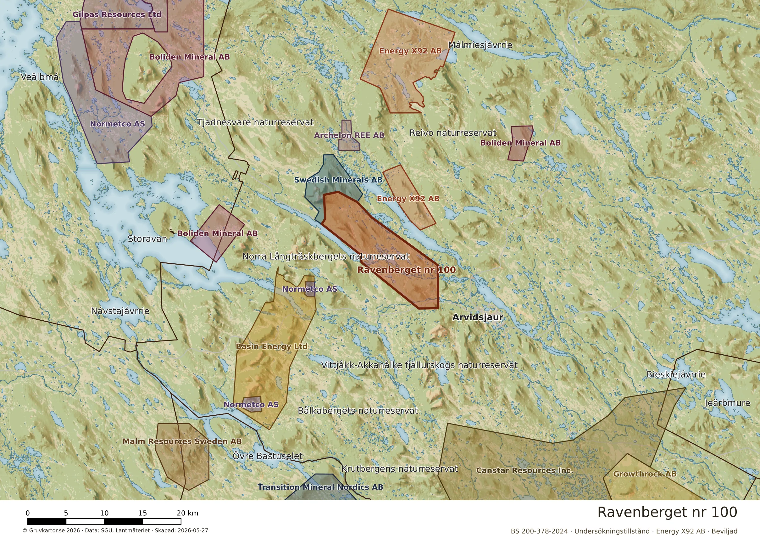 Översiktskarta över Ravenberget nr 100 i sitt landskap