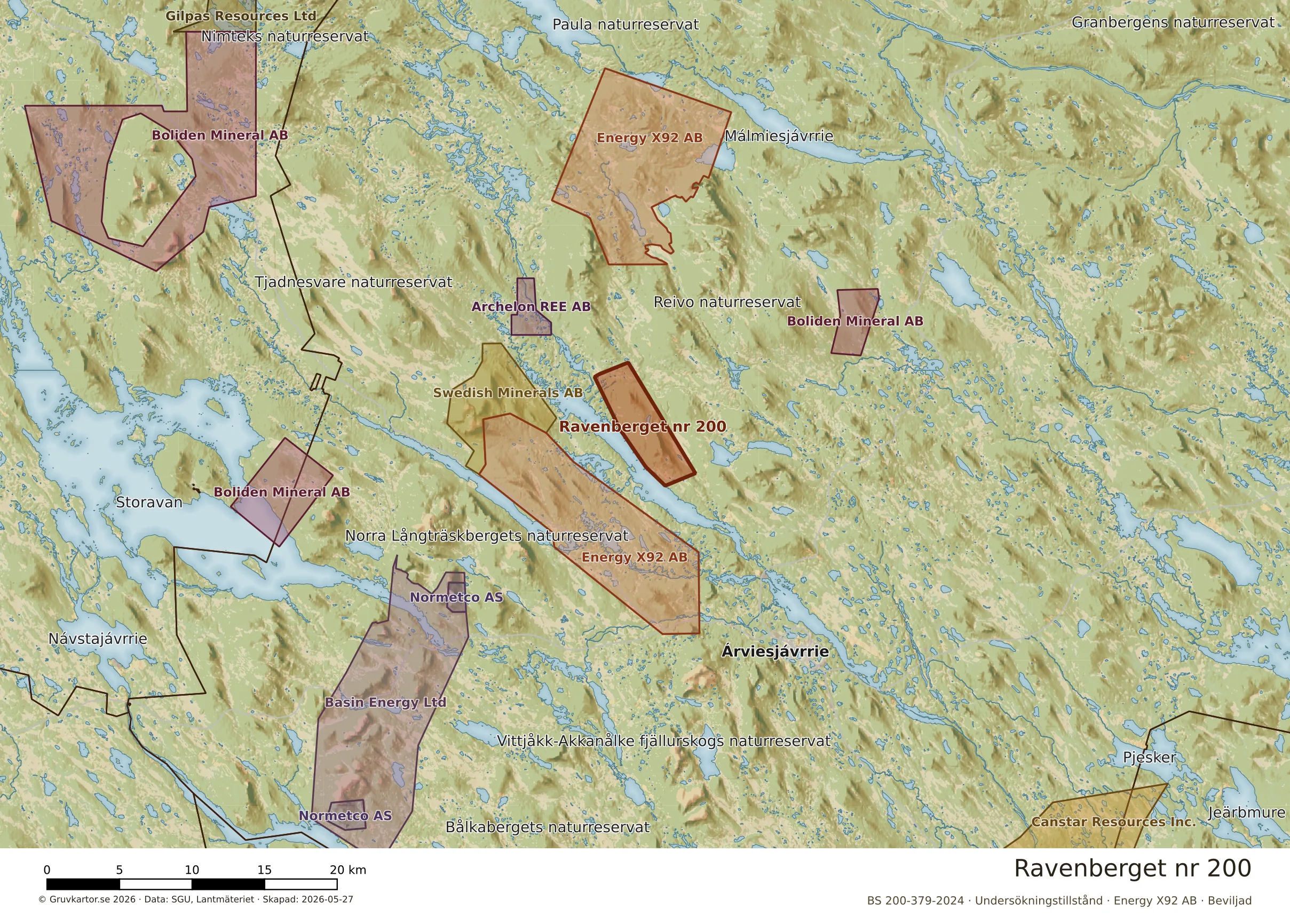 Översiktskarta över Ravenberget nr 200 i sitt landskap