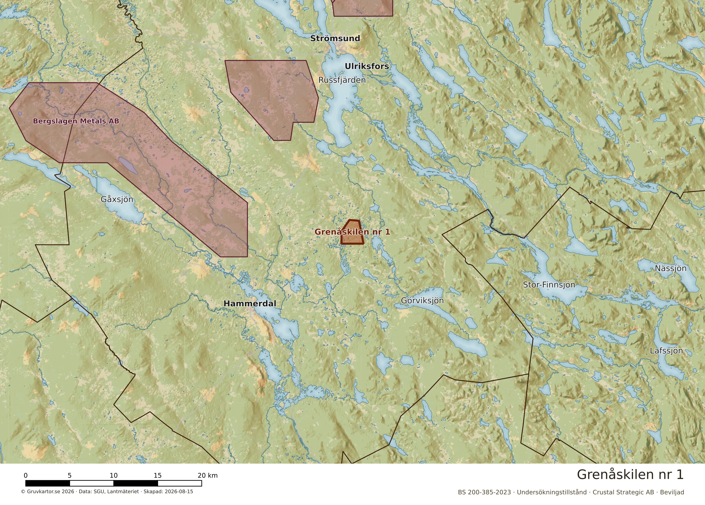 Översiktskarta över Grenåskilen nr 1 i sitt landskap