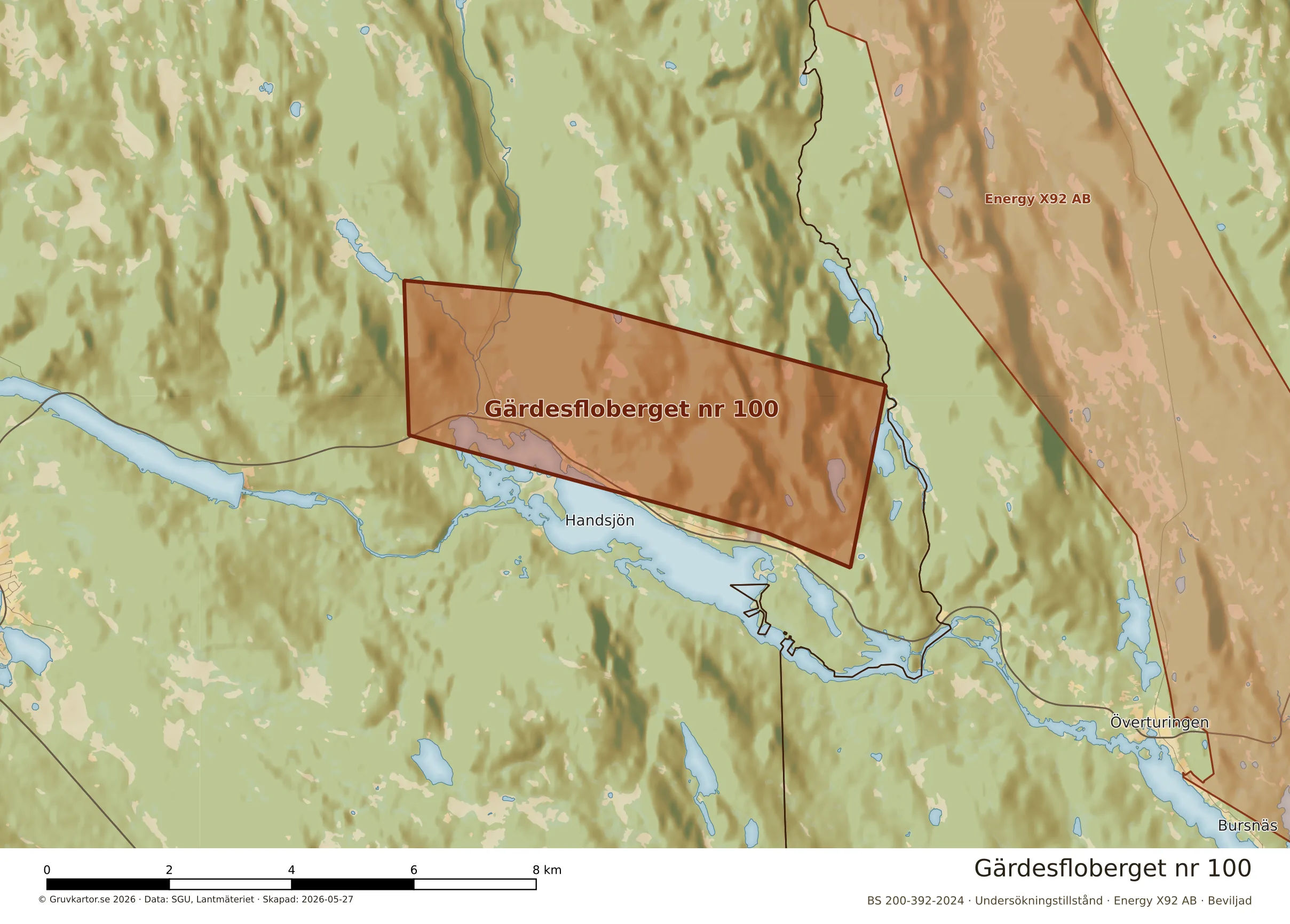 Närkarta över Gärdesfloberget nr 100