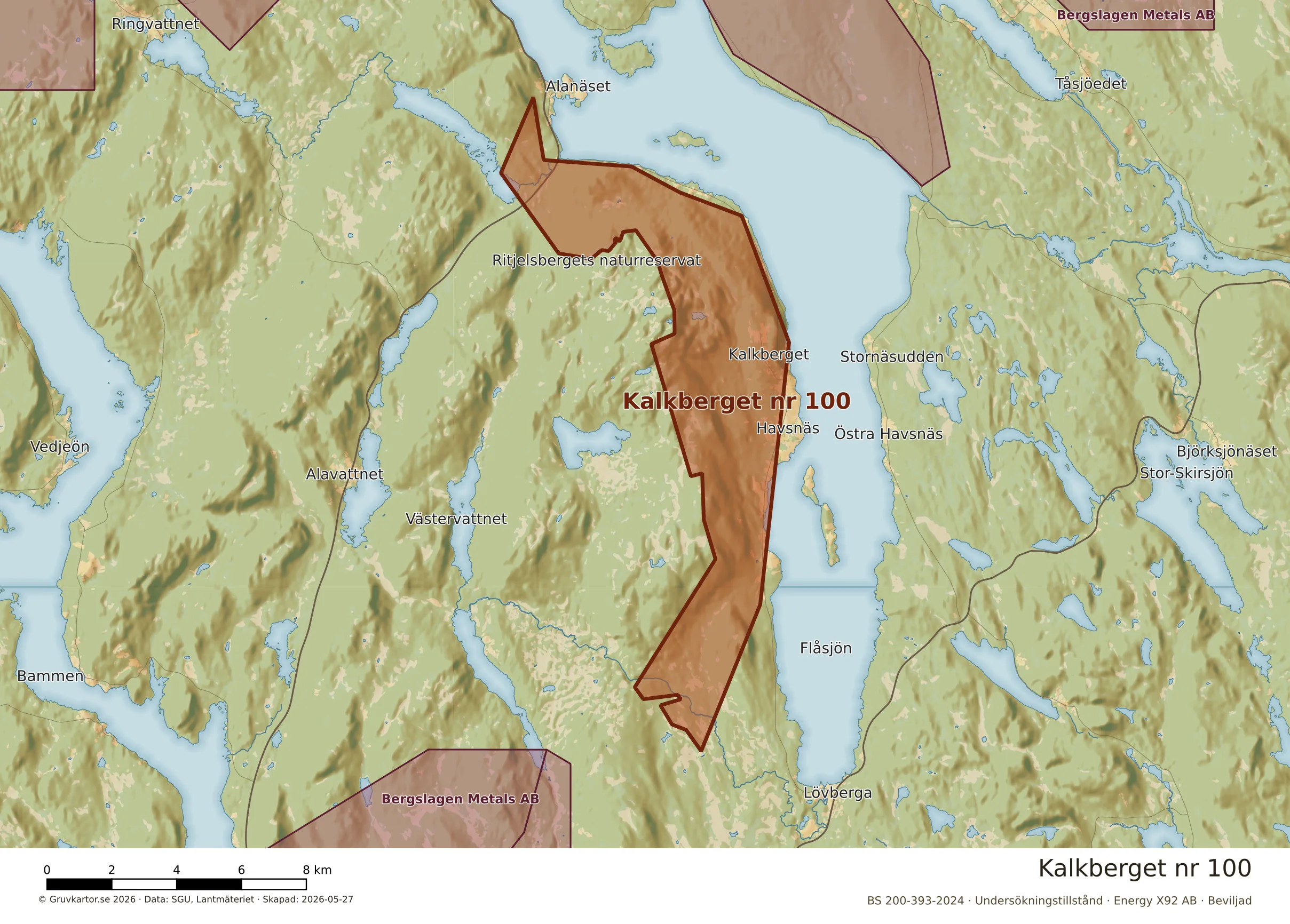 Närkarta över Kalkberget nr 100