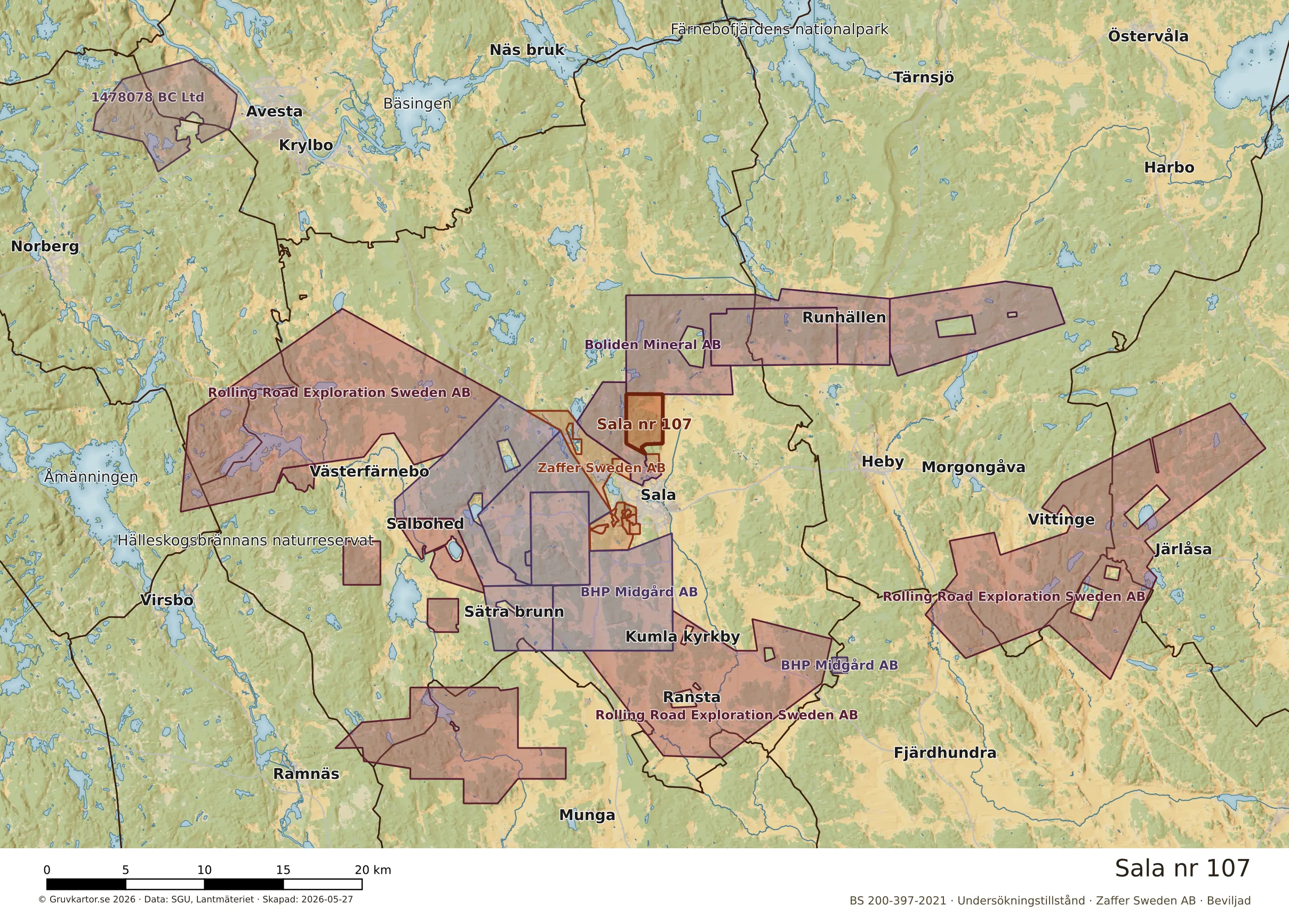 Översiktskarta över Sala nr 107 i sitt landskap