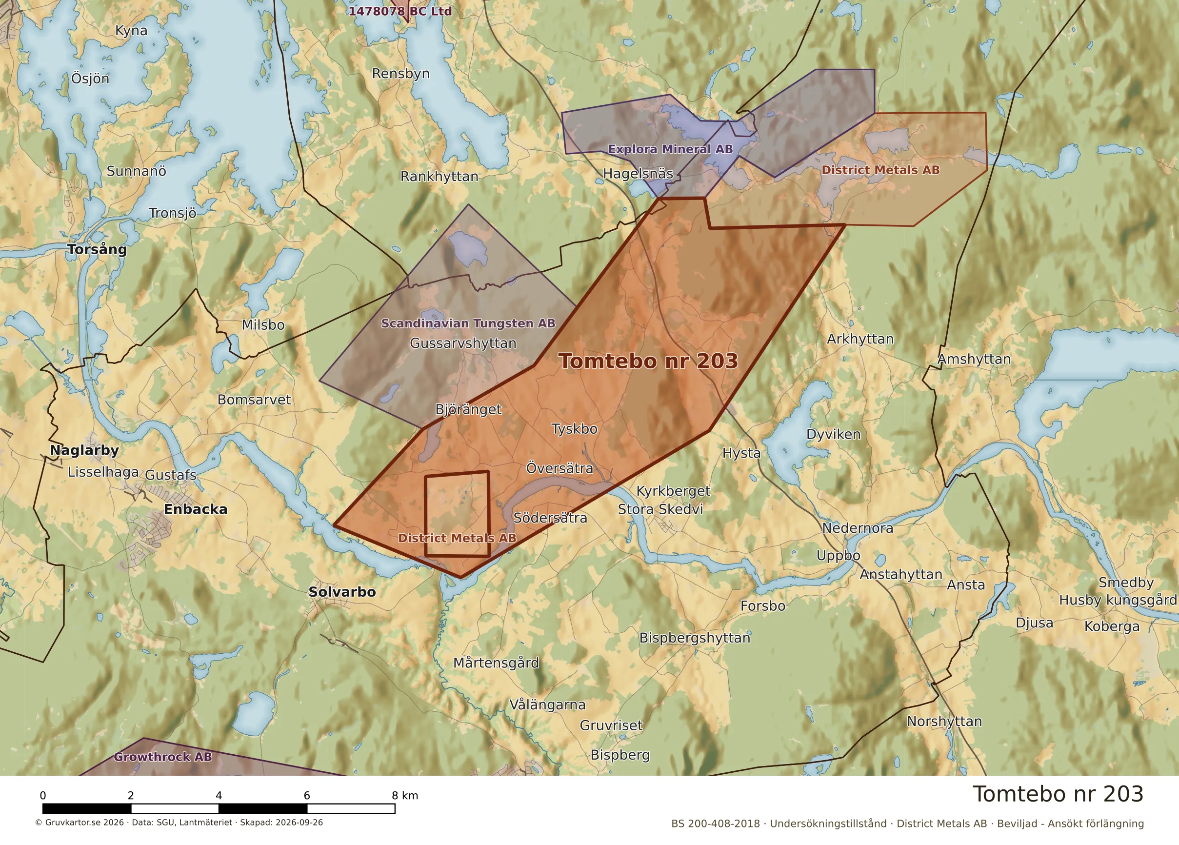 Närkarta över Tomtebo nr 203