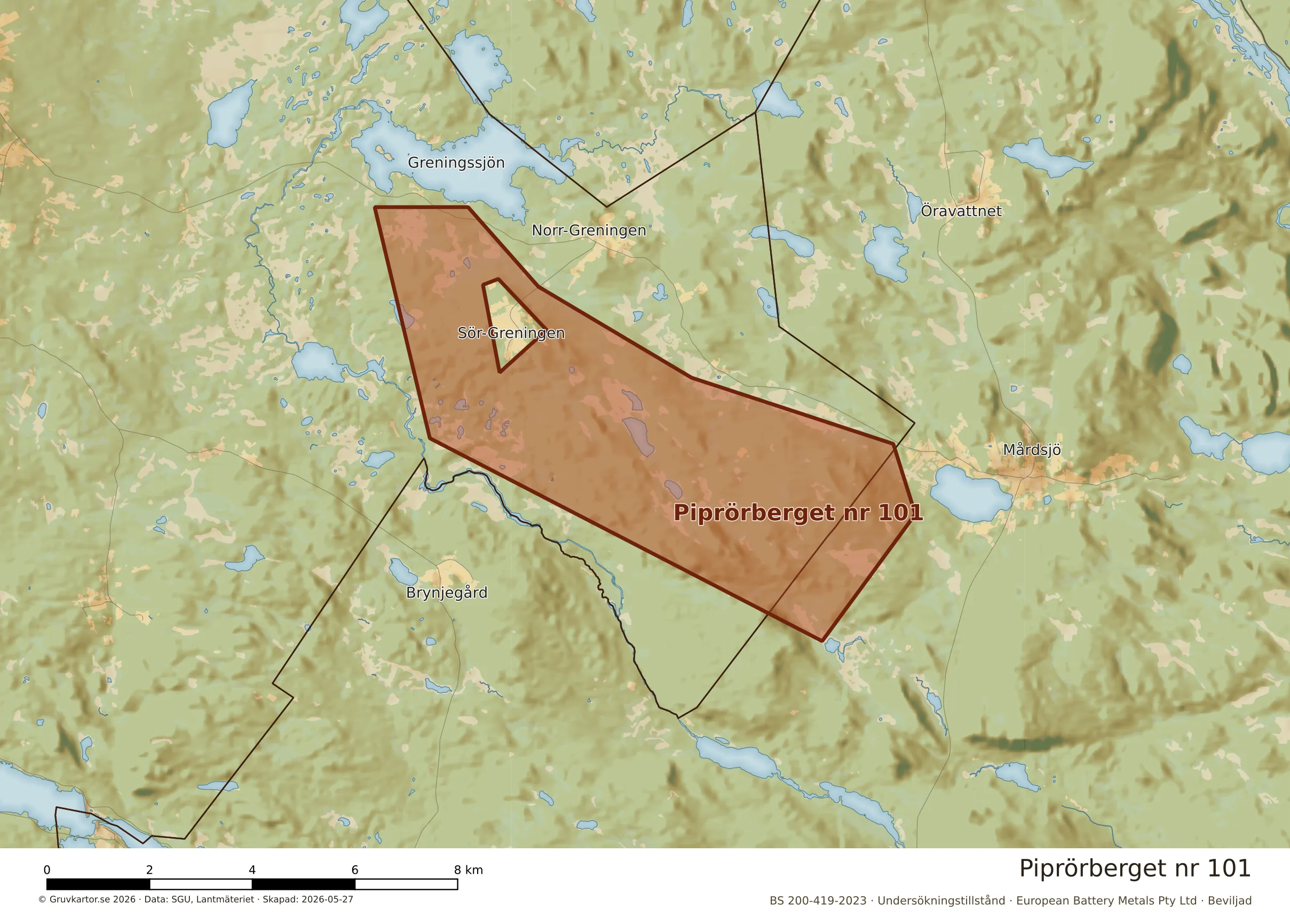 Närkarta över Piprörberget nr 101