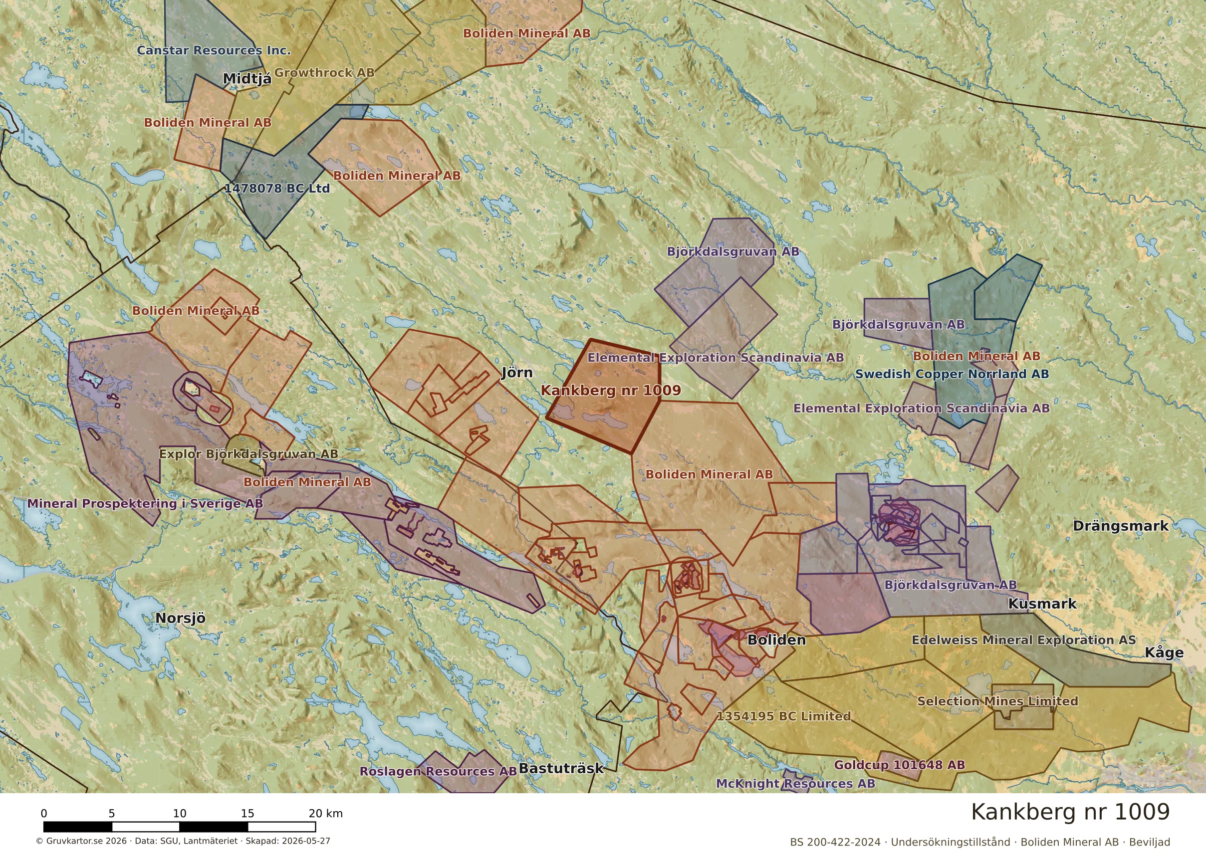 Översiktskarta över Kankberg nr 1009 i sitt landskap