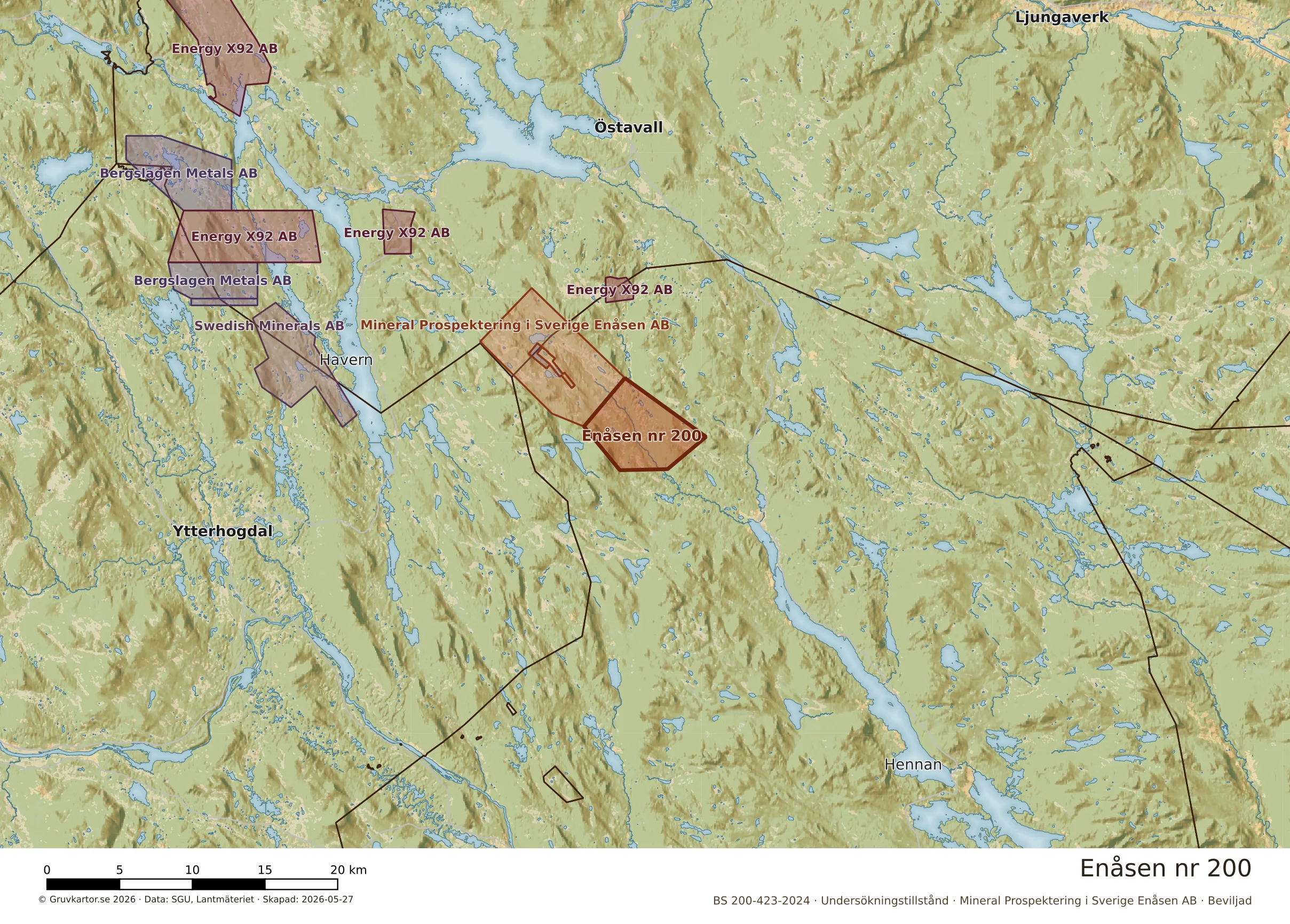 Översiktskarta över Enåsen nr 200 i sitt landskap
