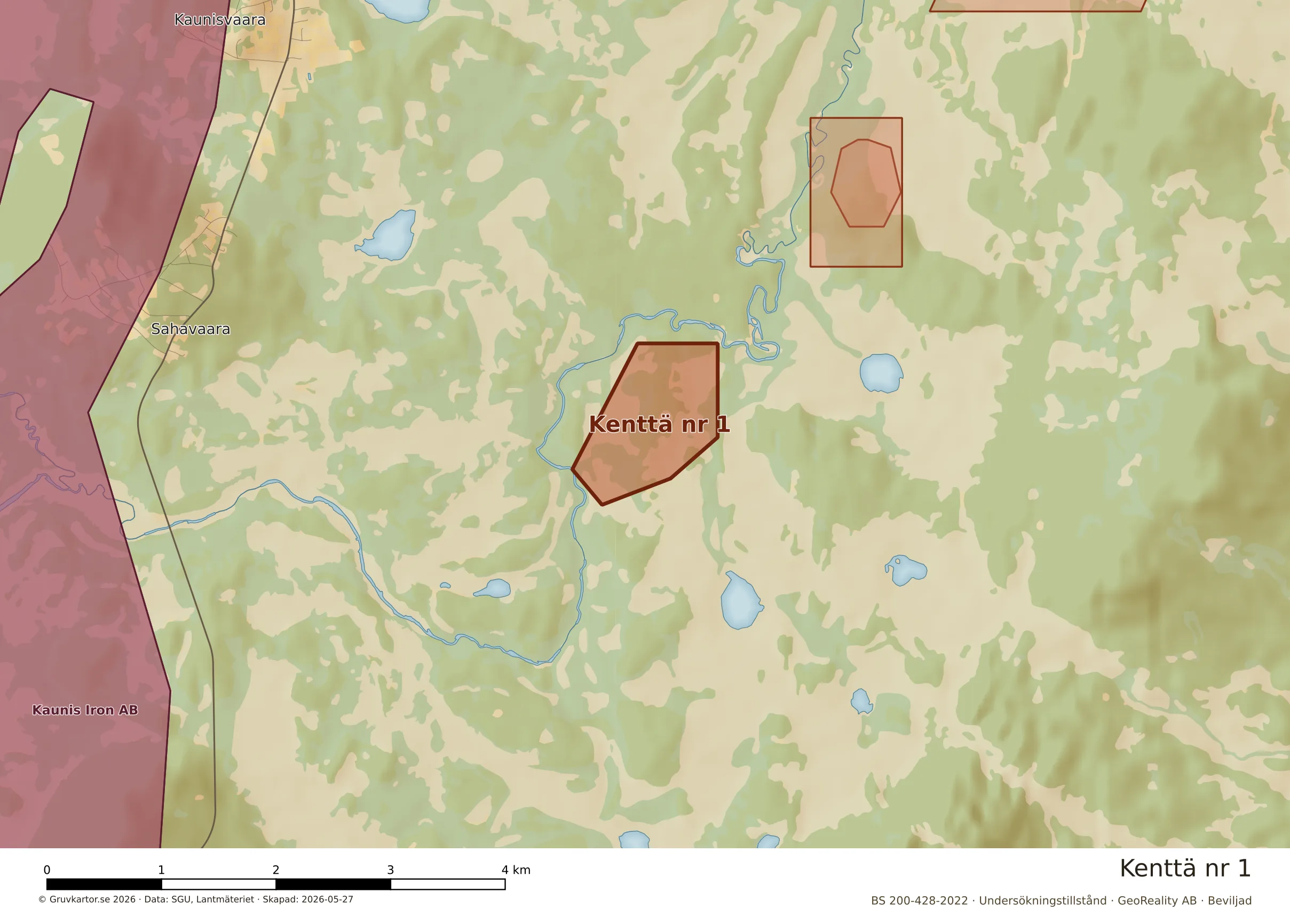 Närkarta över Kenttä nr 1