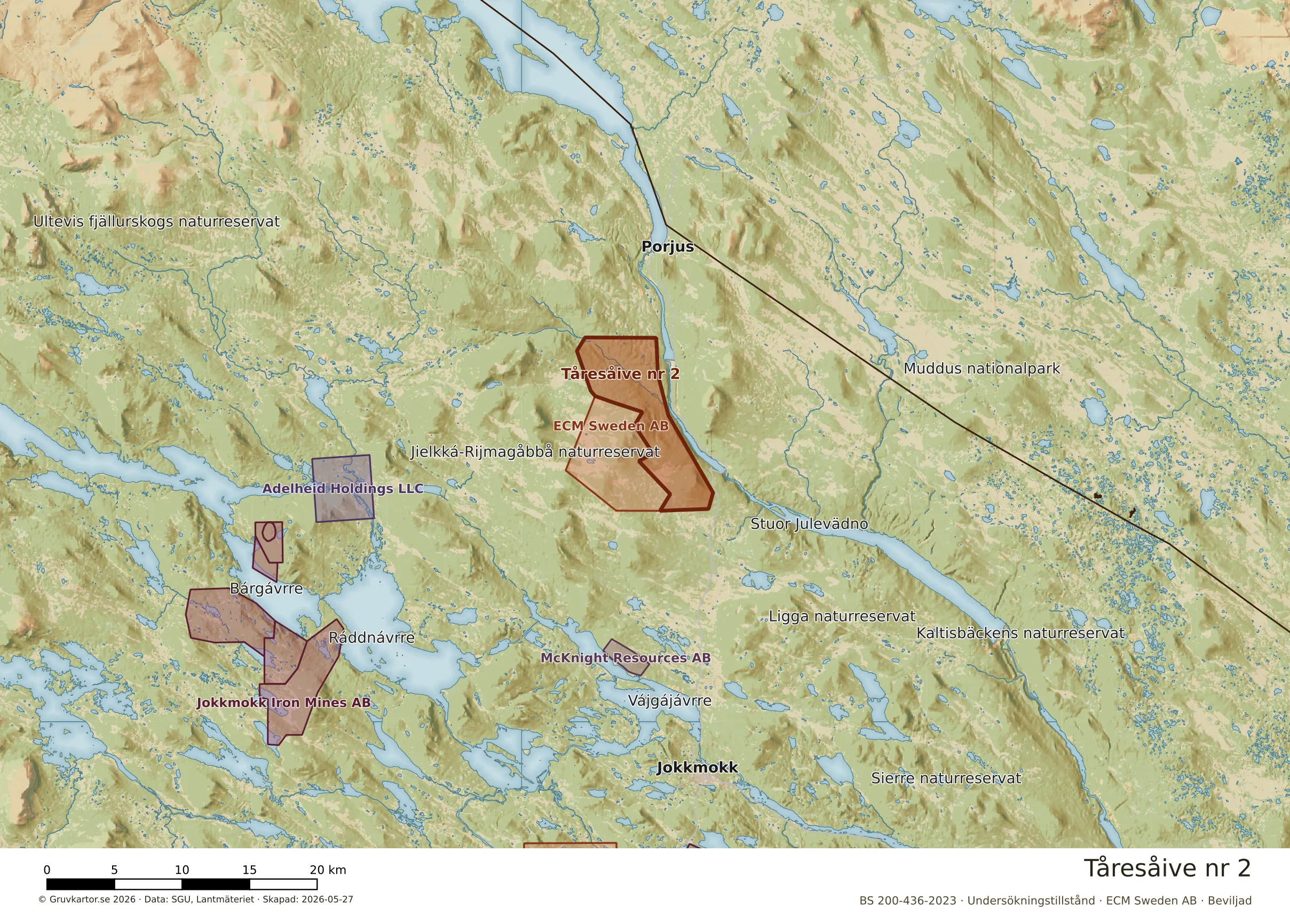 Översiktskarta över Tåresåive nr 2 i sitt landskap