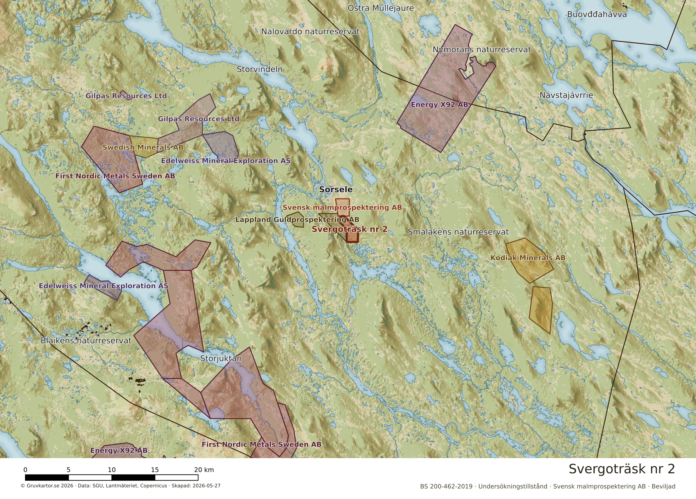 Översiktskarta över Svergoträsk nr 2 i sitt landskap