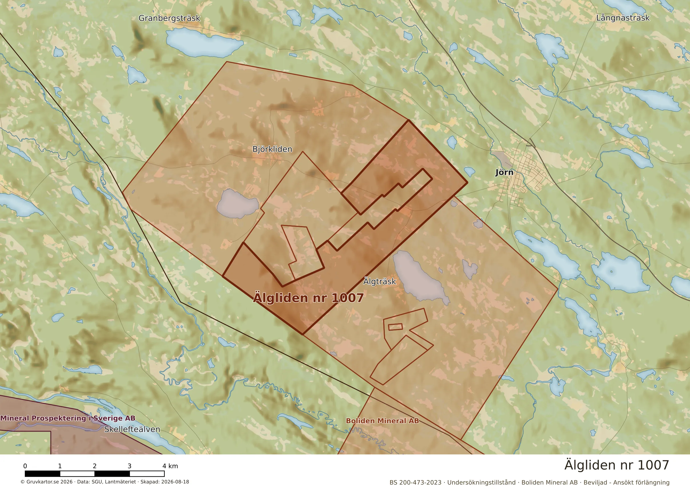 Närkarta över Älgliden nr 1007