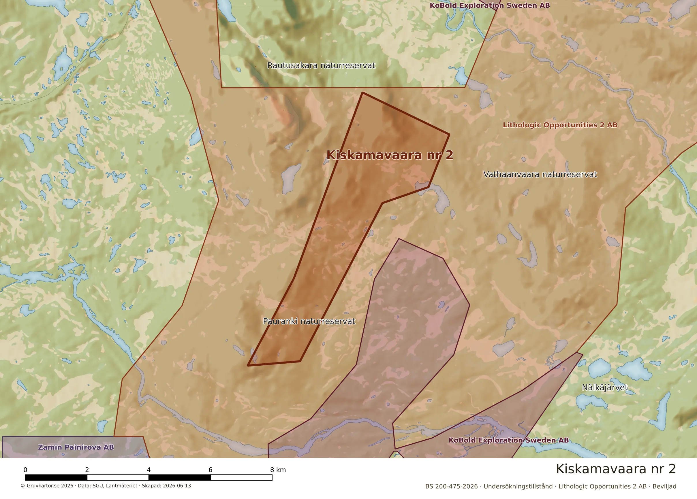 Närkarta över Kiskamavaara nr 2