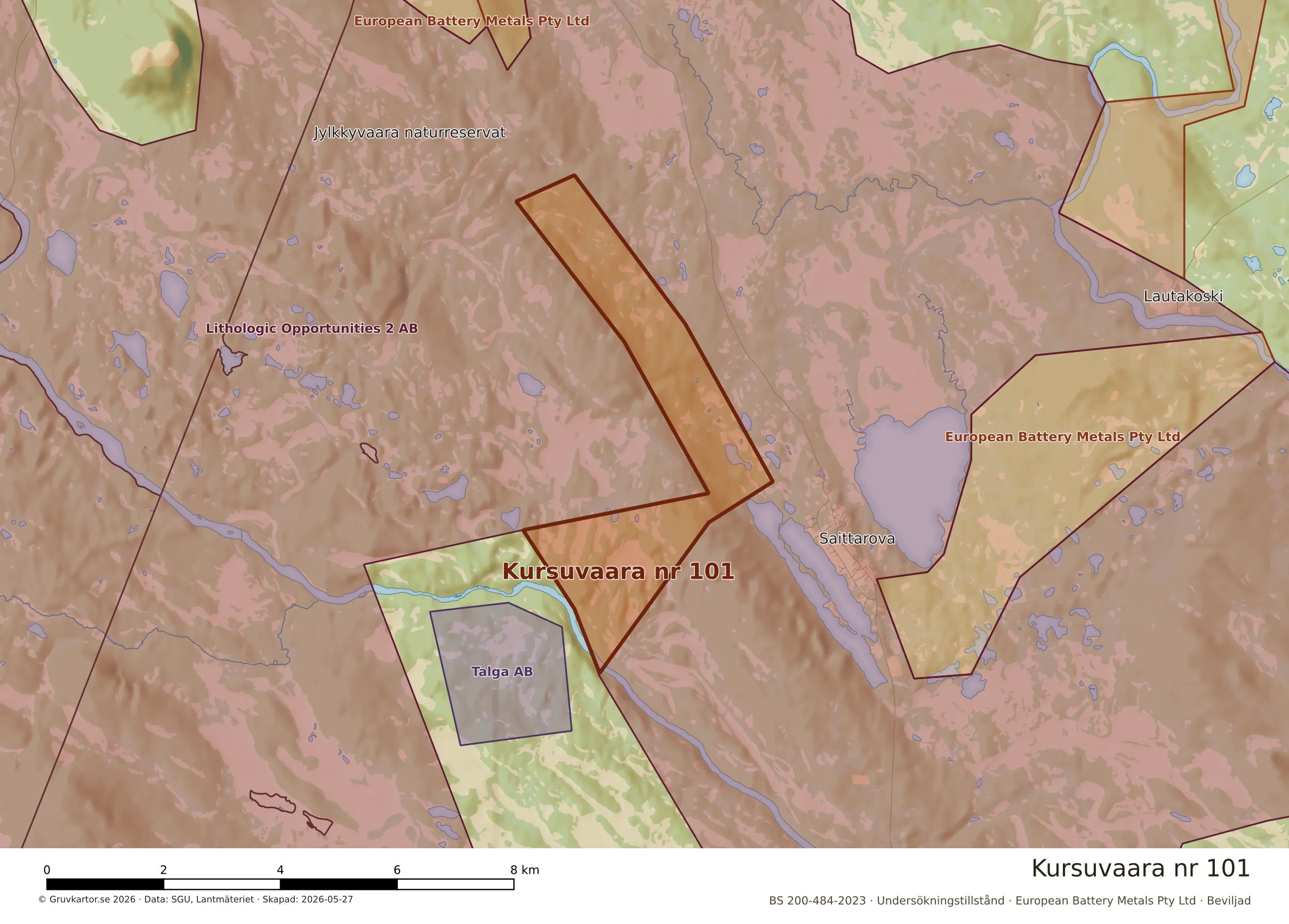 Närkarta över Kursuvaara nr 101