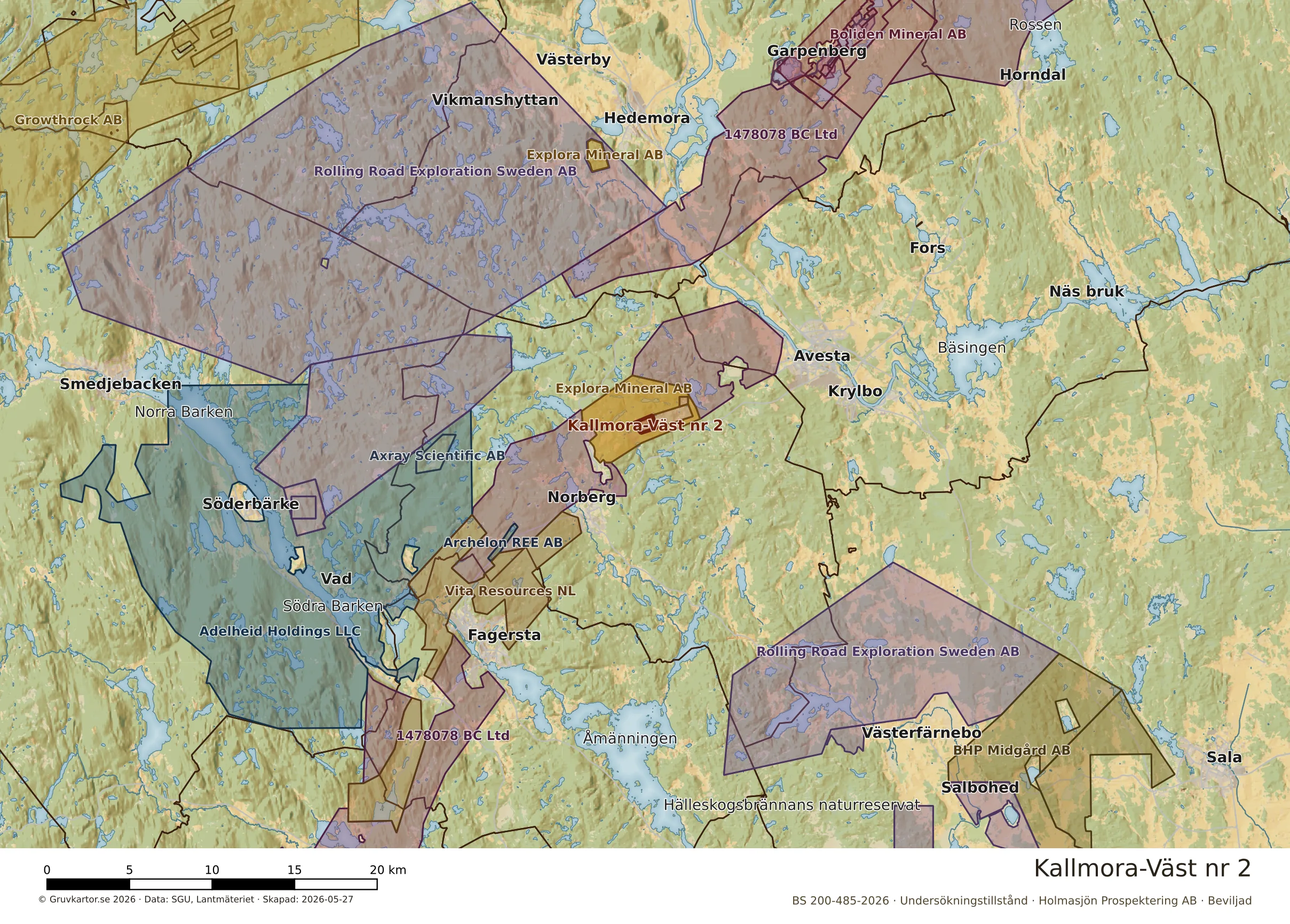 Översiktskarta över Kallmora-Väst nr 2 i sitt landskap