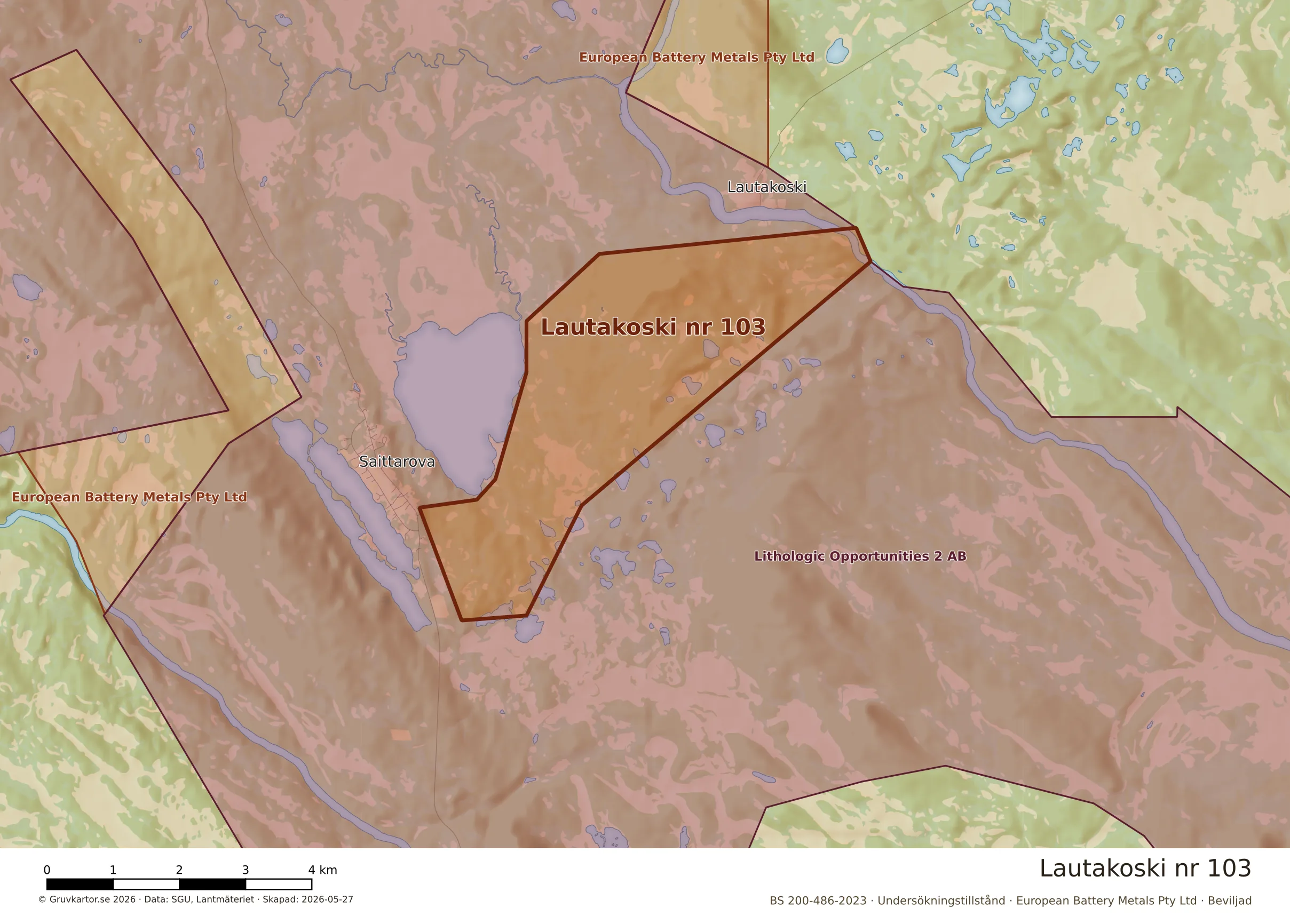 Närkarta över Lautakoski nr 103