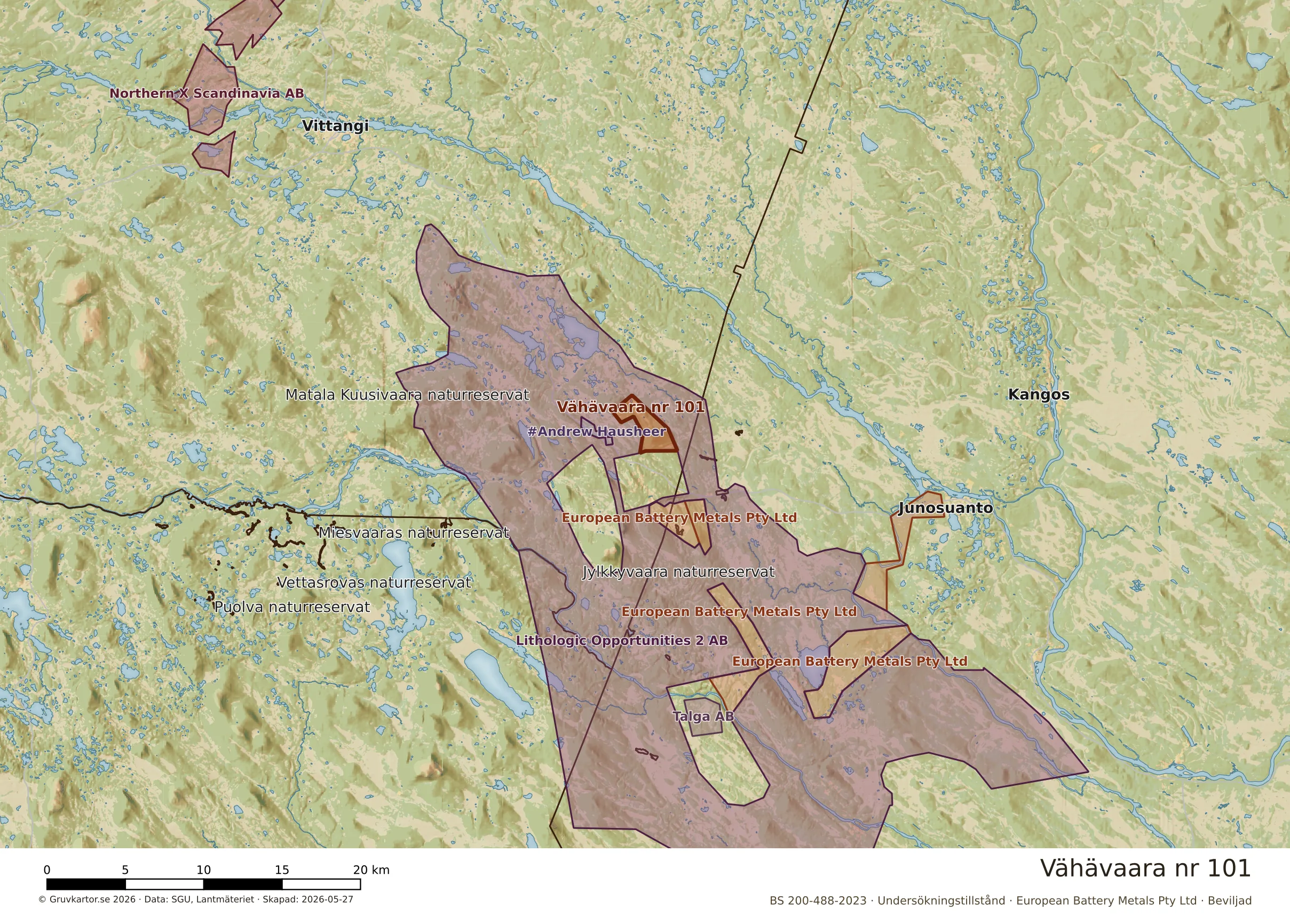 Översiktskarta över Vähävaara nr 101 i sitt landskap