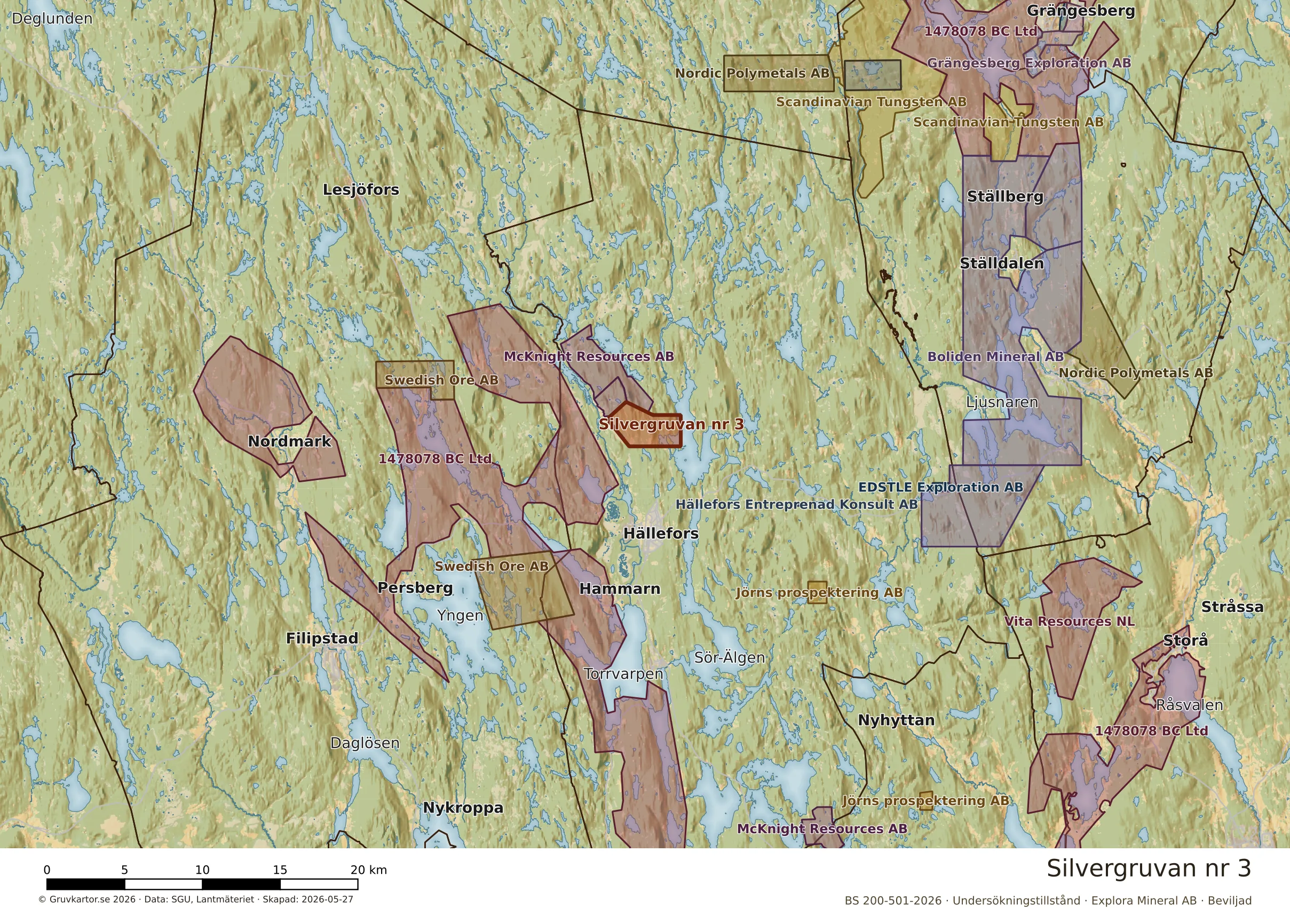 Översiktskarta över Silvergruvan nr 3 i sitt landskap