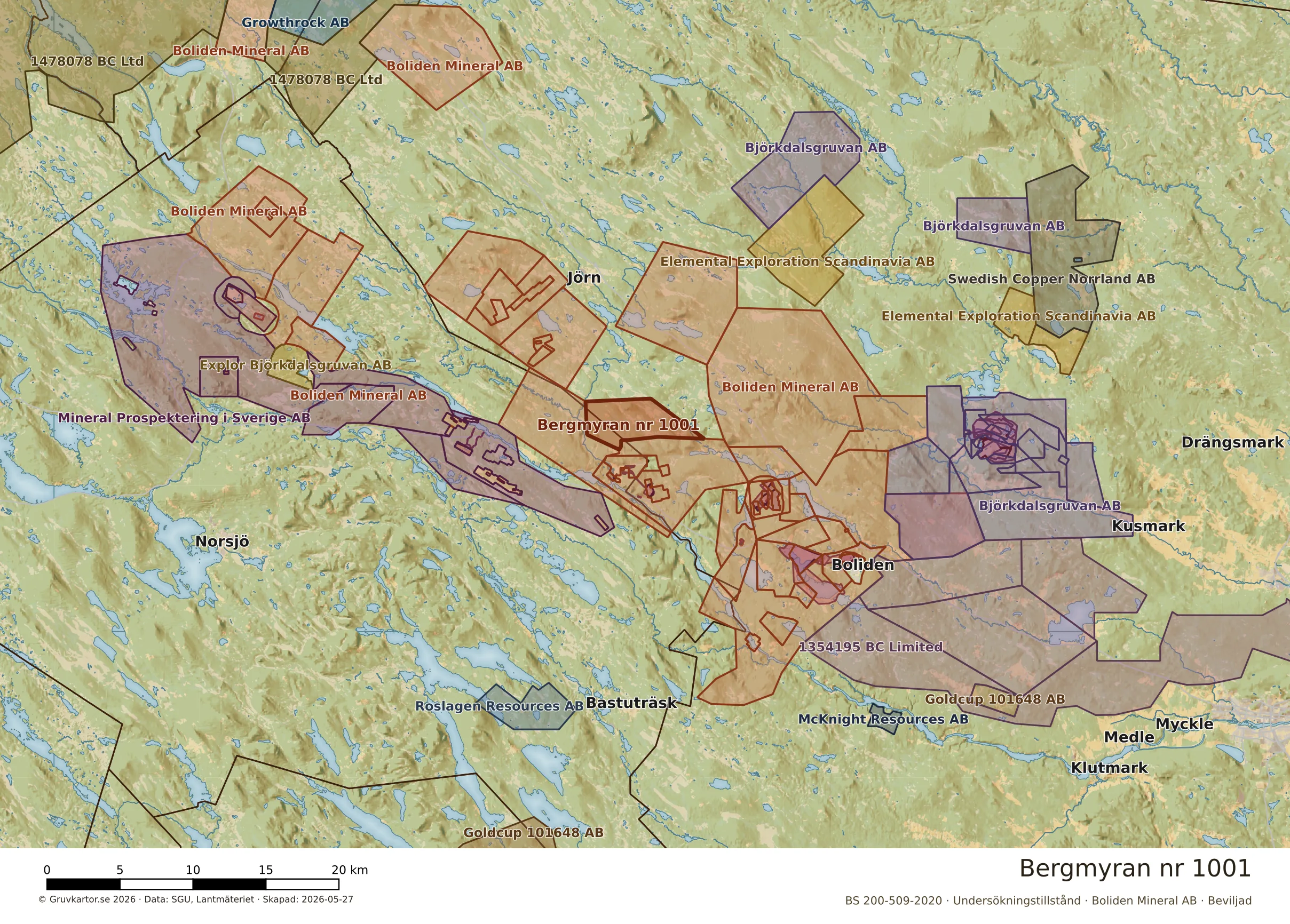 Översiktskarta över Bergmyran nr 1001 i sitt landskap