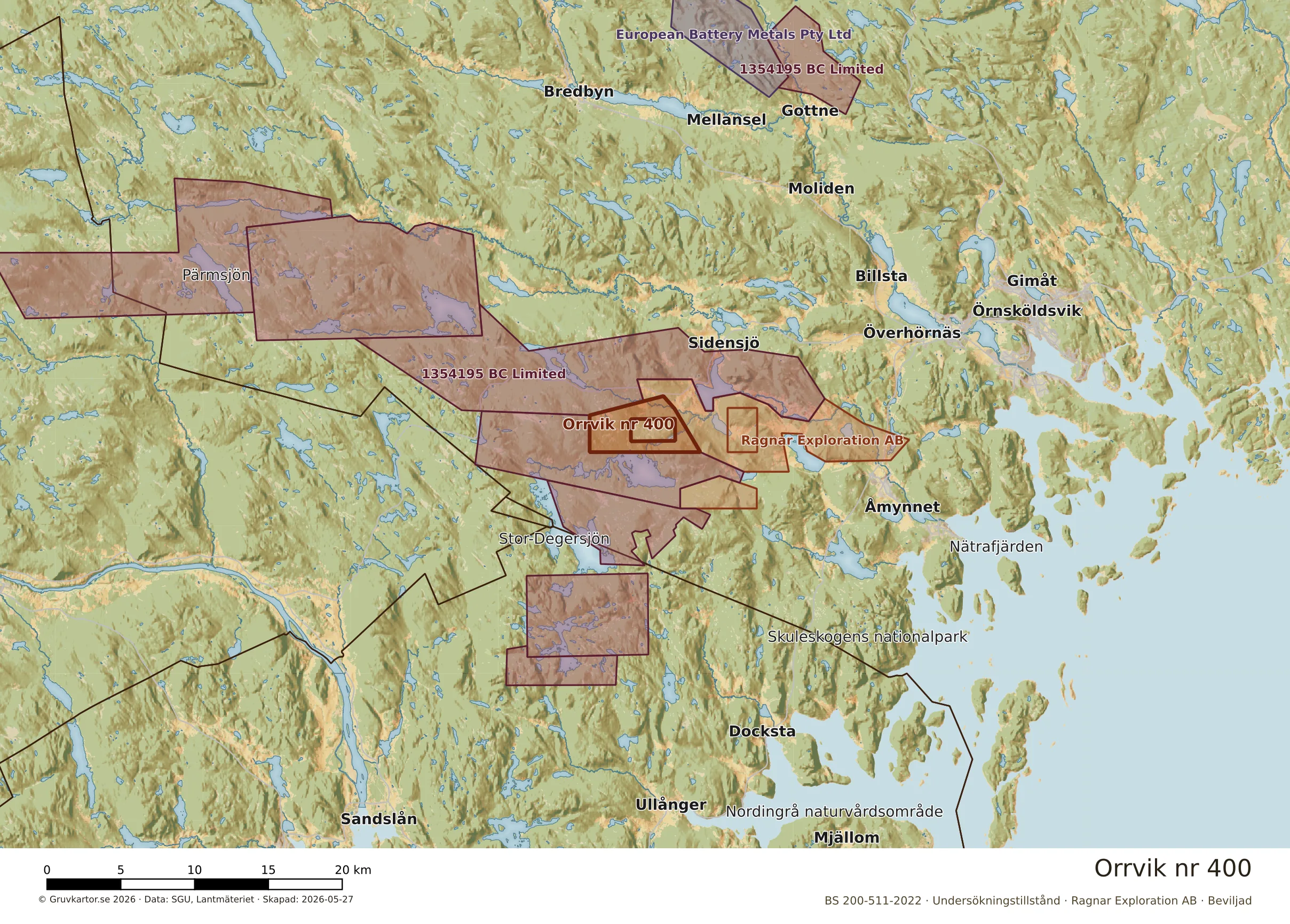 Översiktskarta över Orrvik nr 400 i sitt landskap