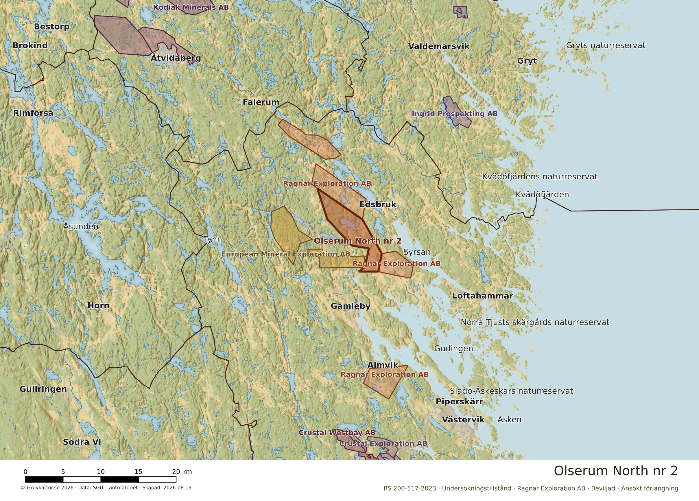 Översiktskarta över Olserum North nr 2 i sitt landskap