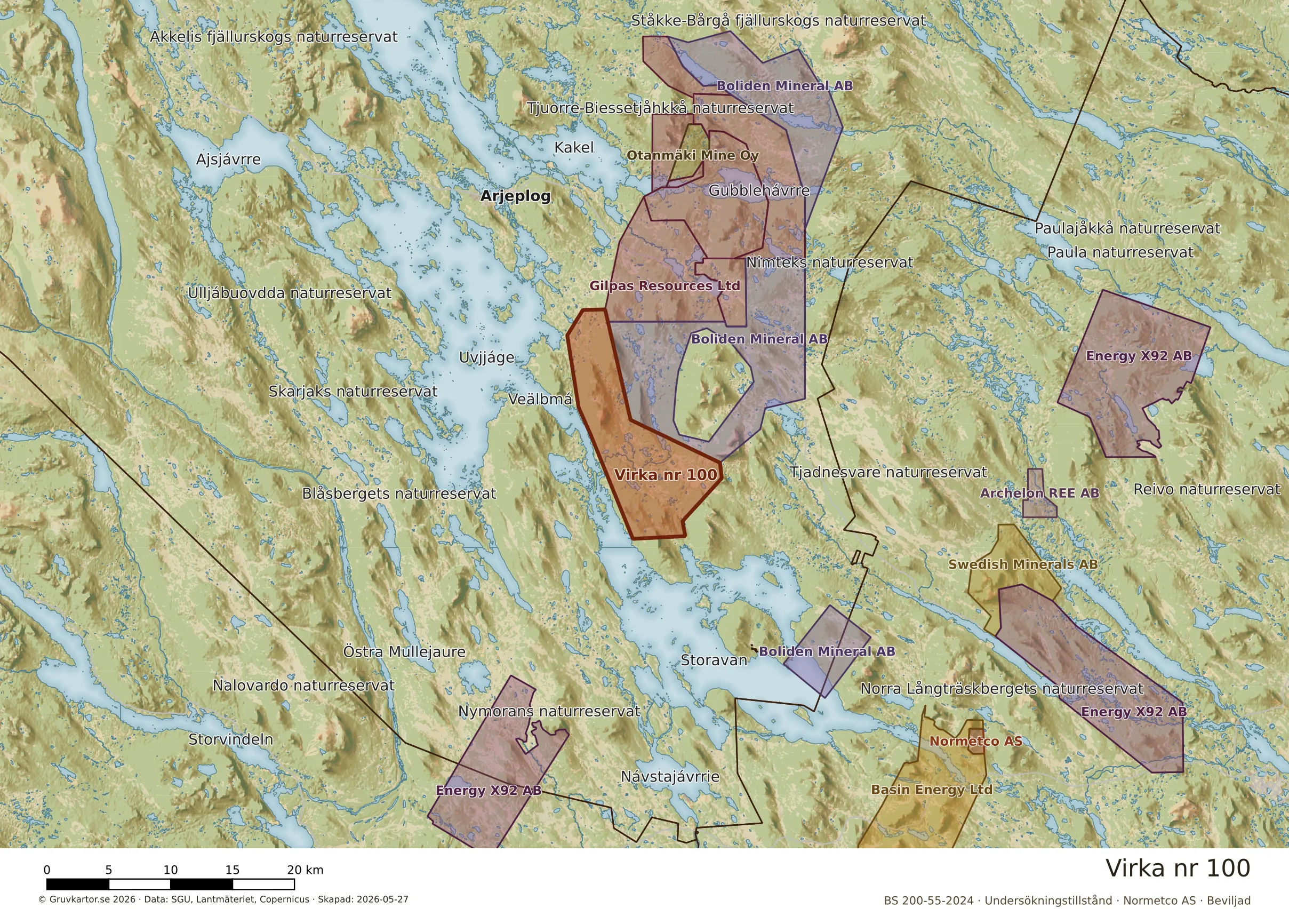 Översiktskarta över Virka nr 100 i sitt landskap
