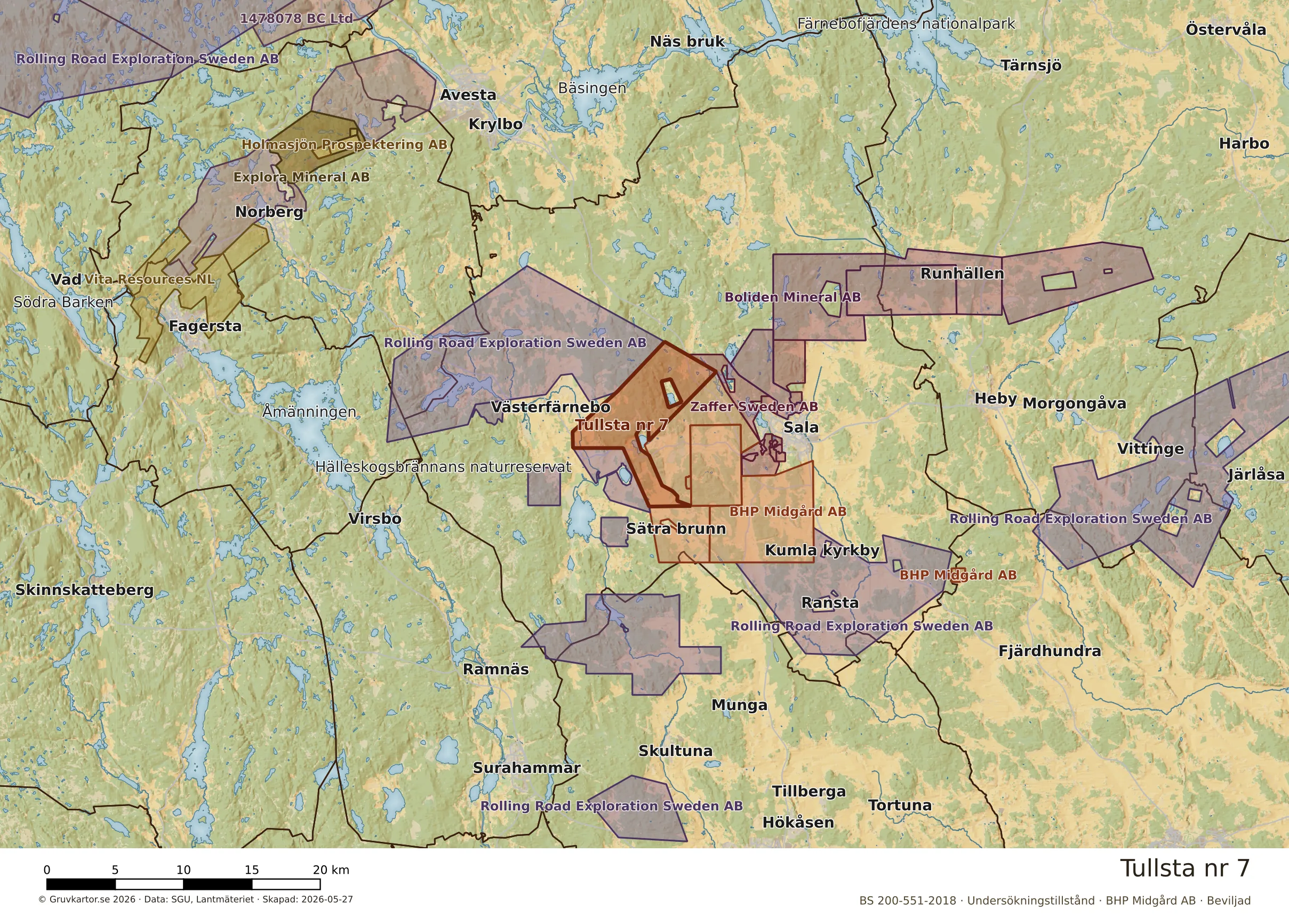 Översiktskarta över Tullsta nr 7 i sitt landskap