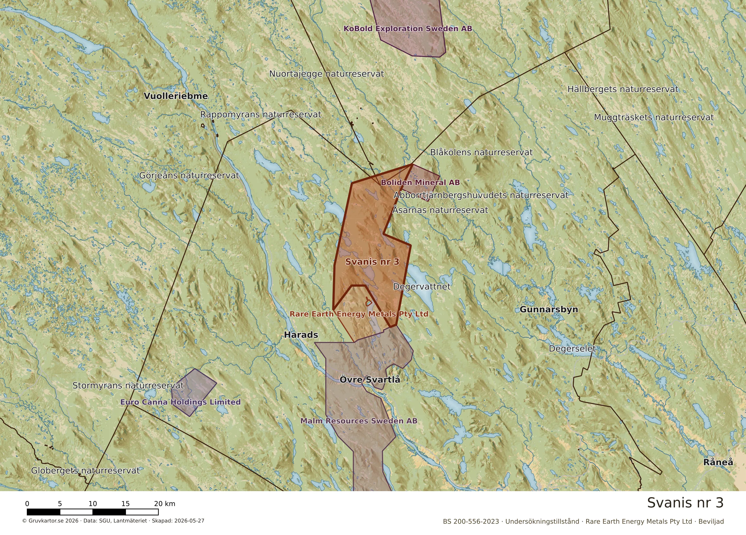 Översiktskarta över Svanis nr 3 i sitt landskap