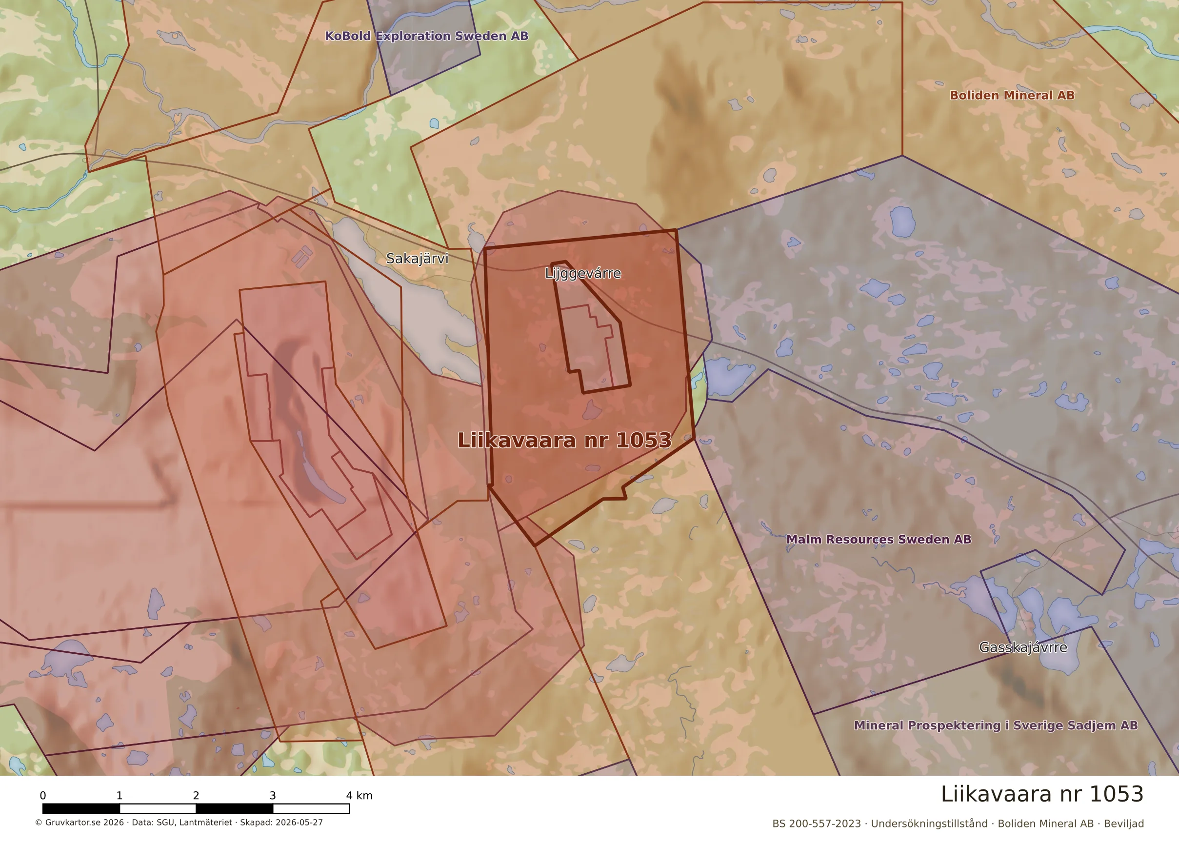 Närkarta över Liikavaara nr 1053