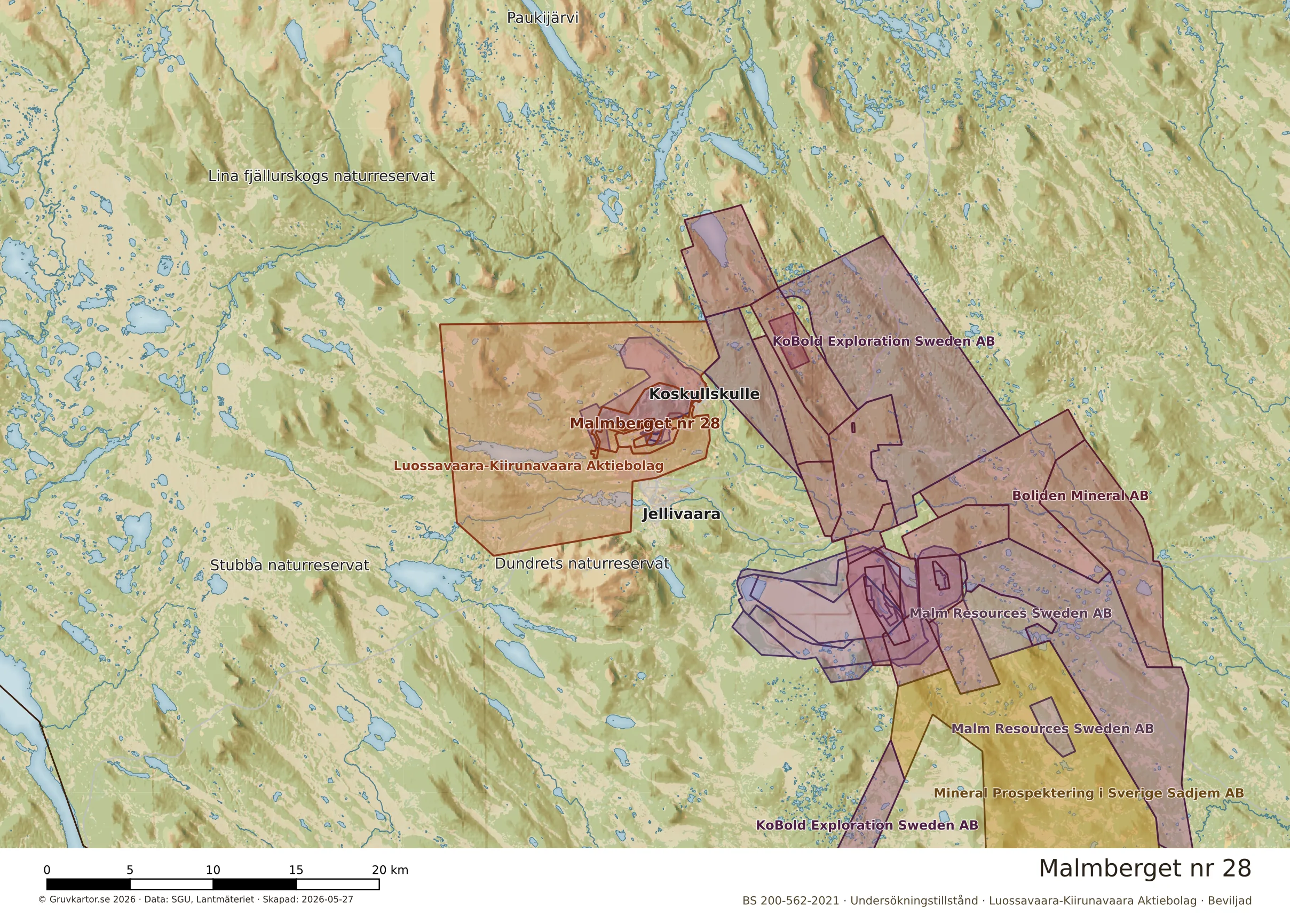 Översiktskarta över Malmberget nr 28 i sitt landskap