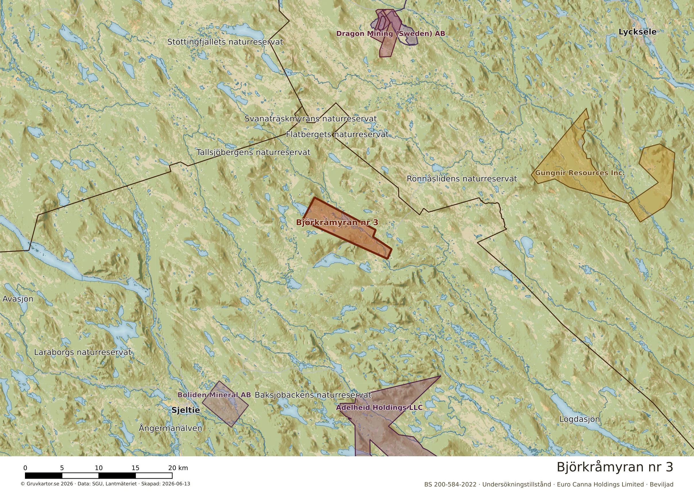 Översiktskarta över Björkråmyran nr 3 i sitt landskap