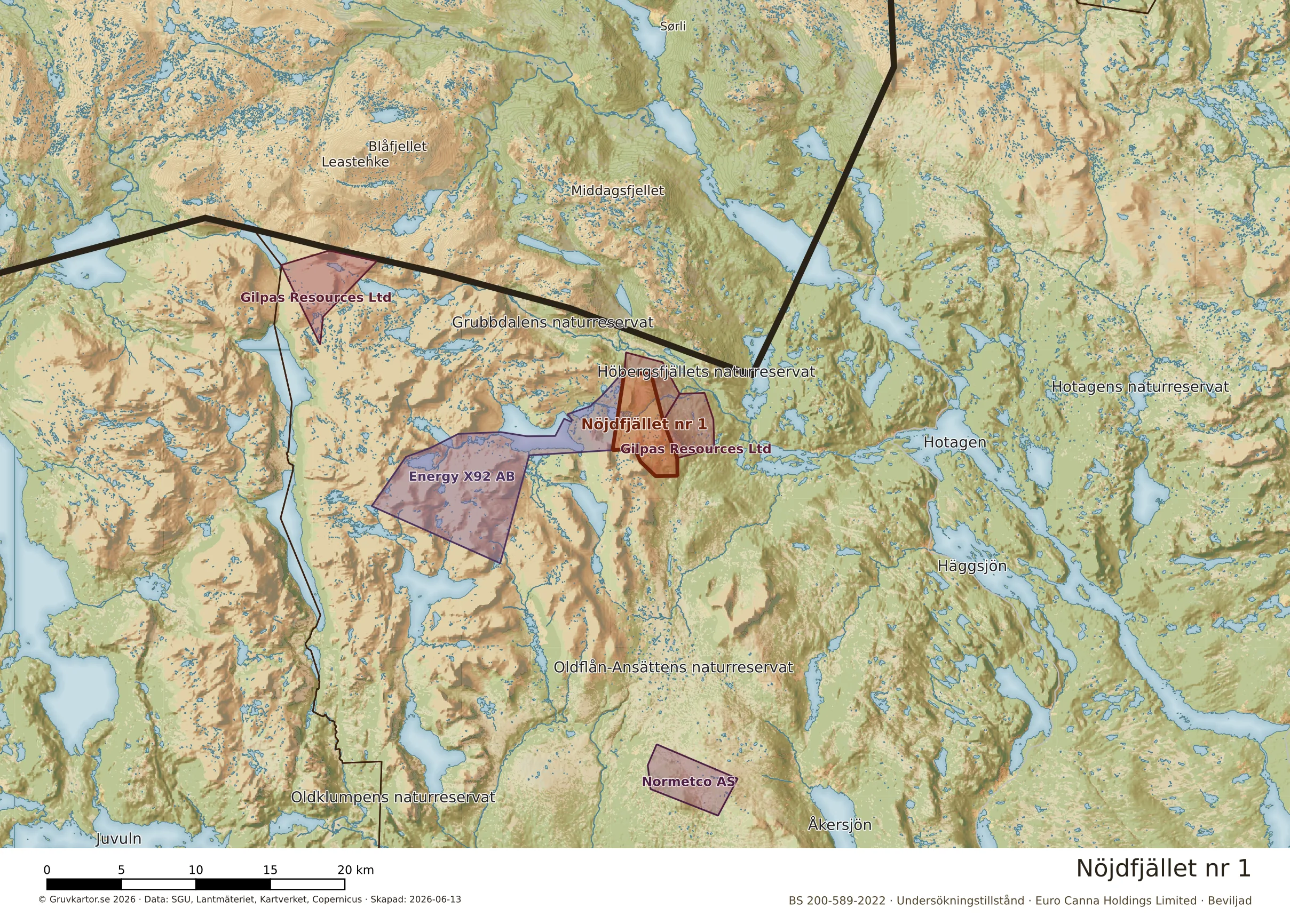 Översiktskarta över Nöjdfjället nr 1 i sitt landskap