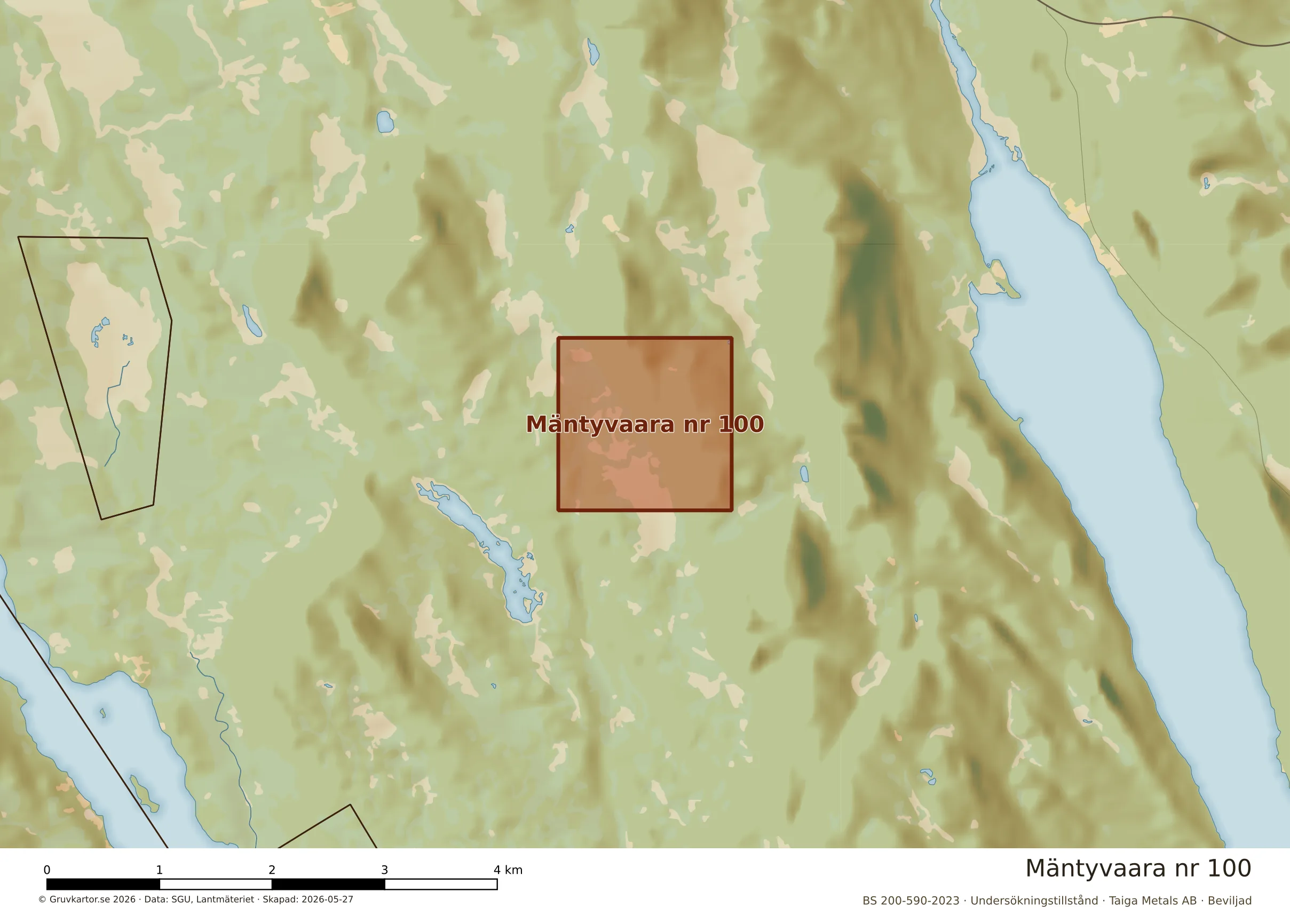 Närkarta över Mäntyvaara nr 100