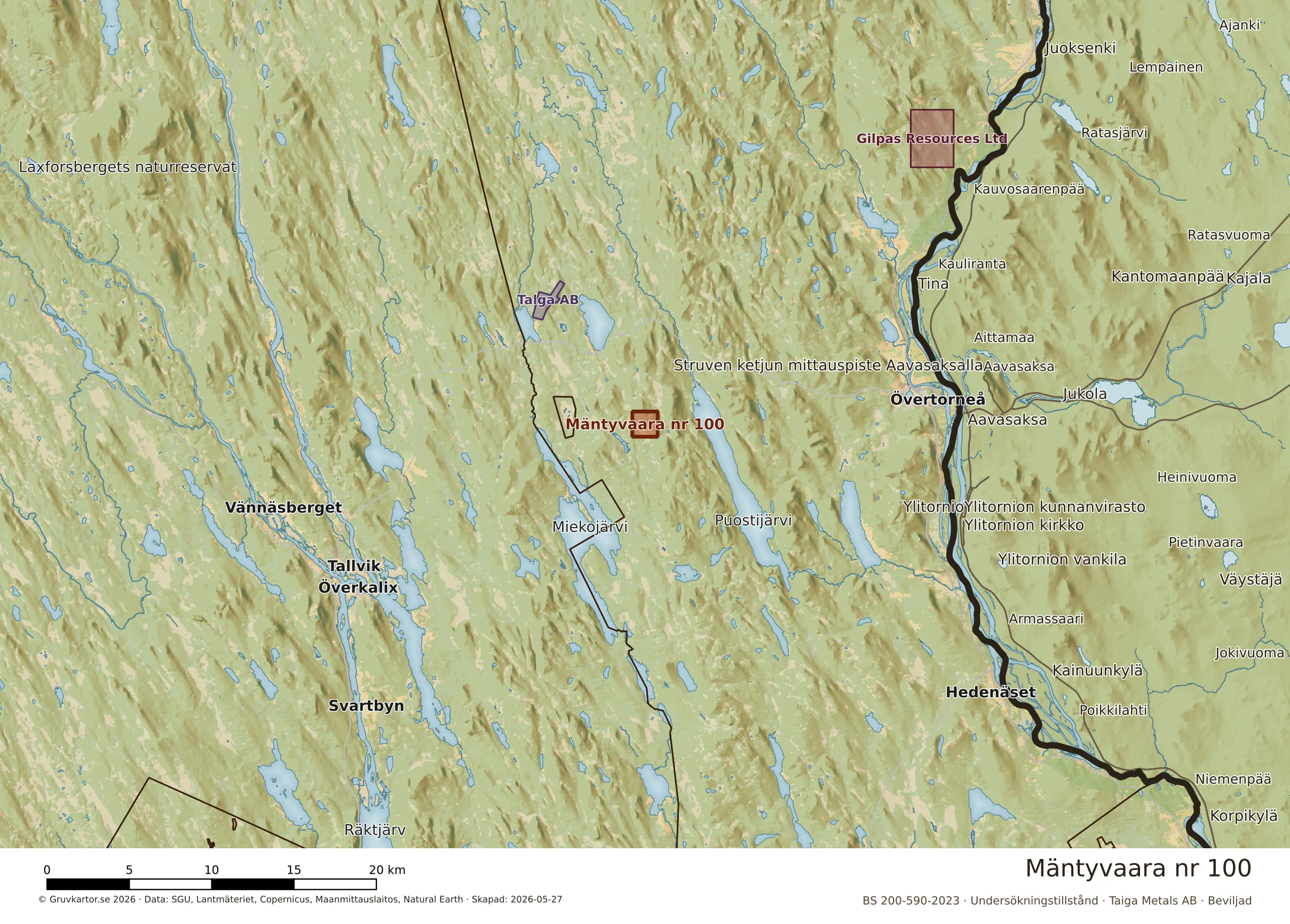 Översiktskarta över Mäntyvaara nr 100 i sitt landskap