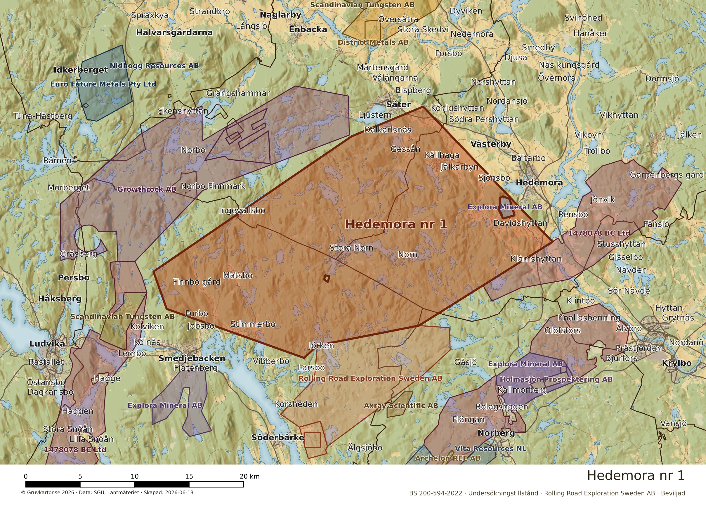 Närkarta över Hedemora nr 1