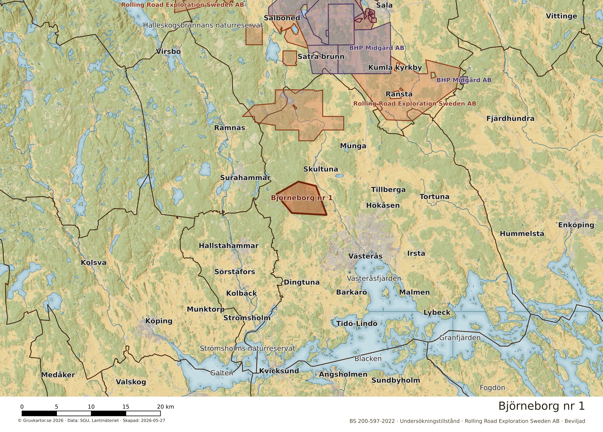 Översiktskarta över Björneborg nr 1 i sitt landskap