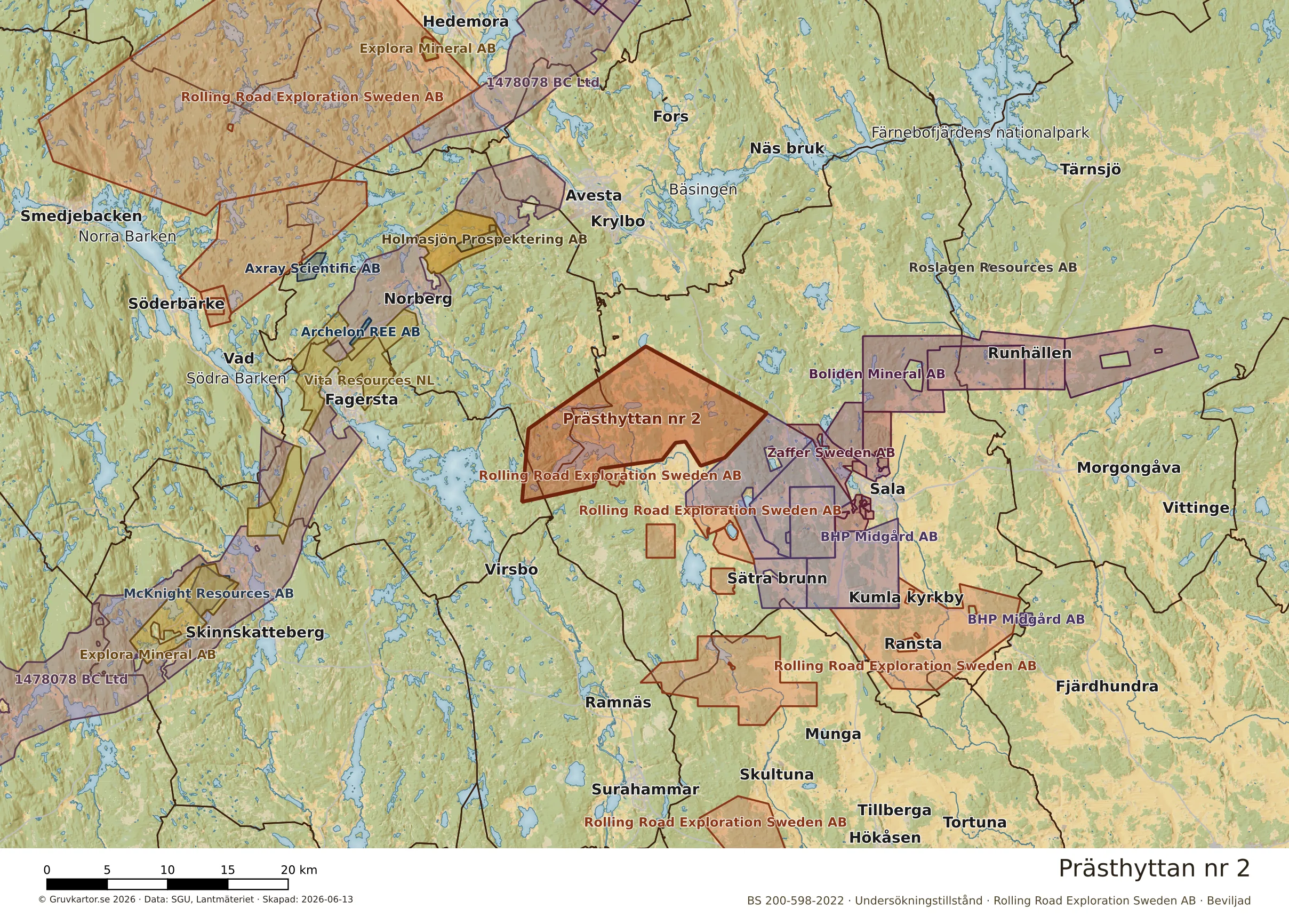 Översiktskarta över Prästhyttan nr 2 i sitt landskap