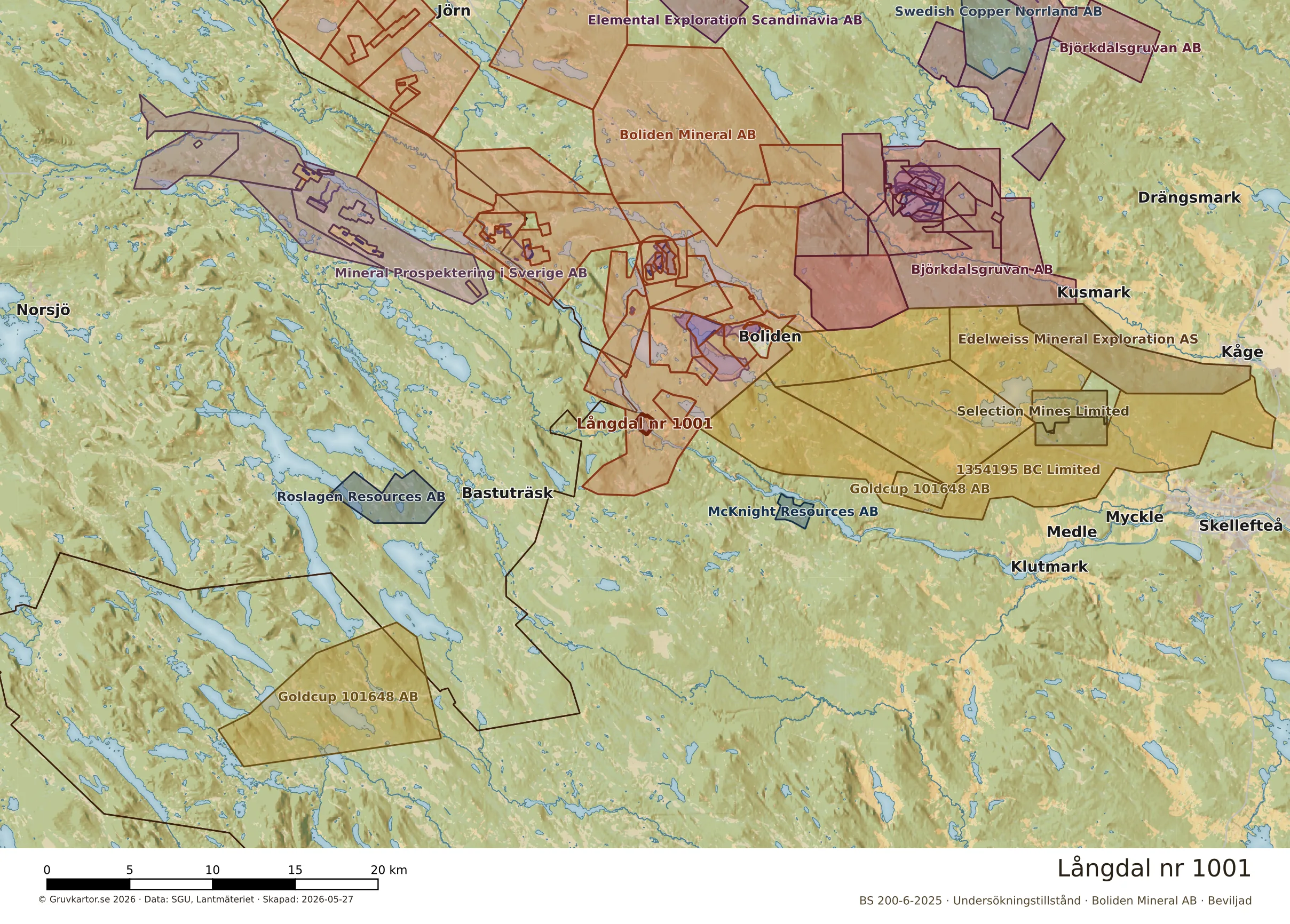 Översiktskarta över Långdal nr 1001 i sitt landskap