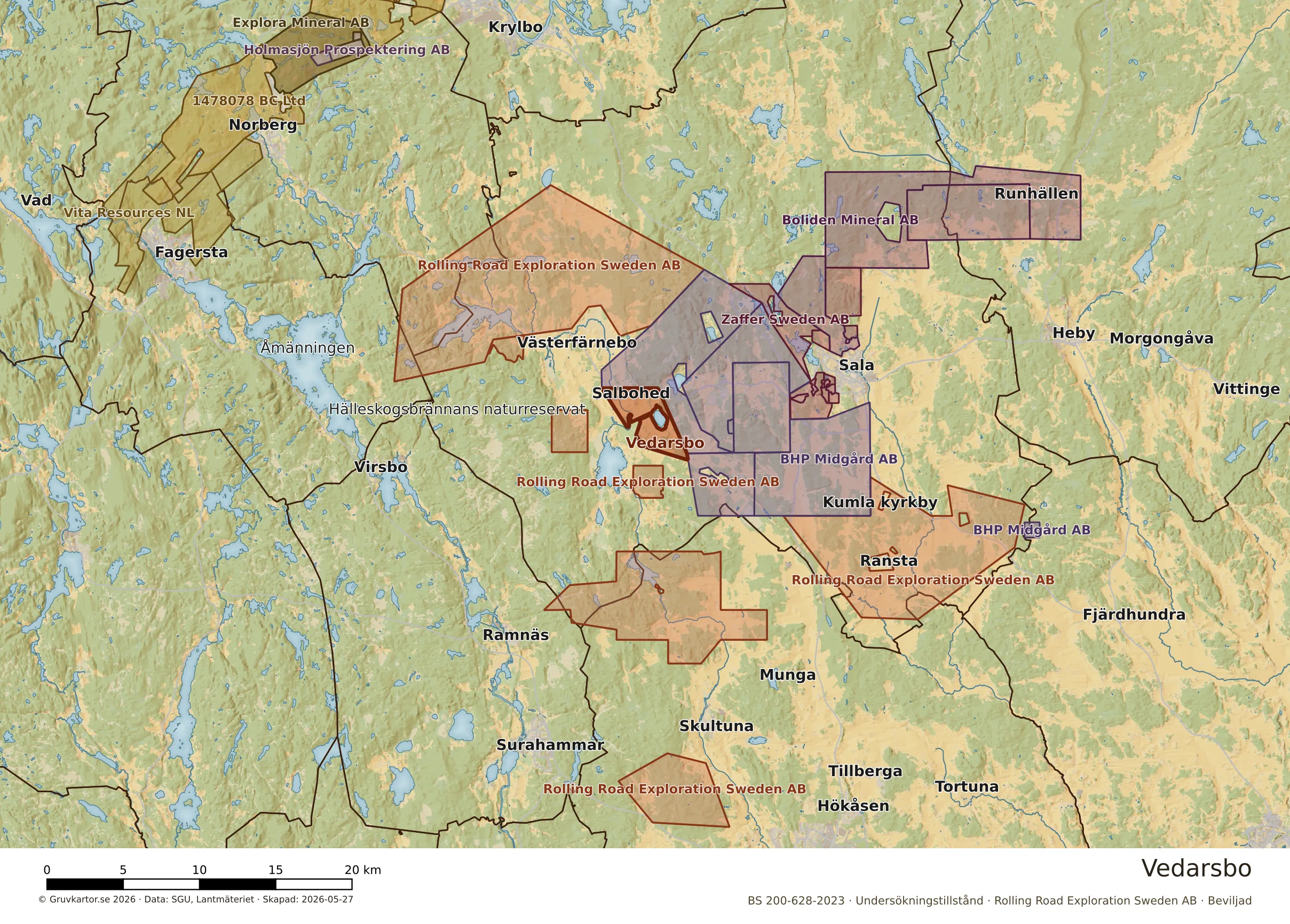 Översiktskarta över Vedarsbo i sitt landskap