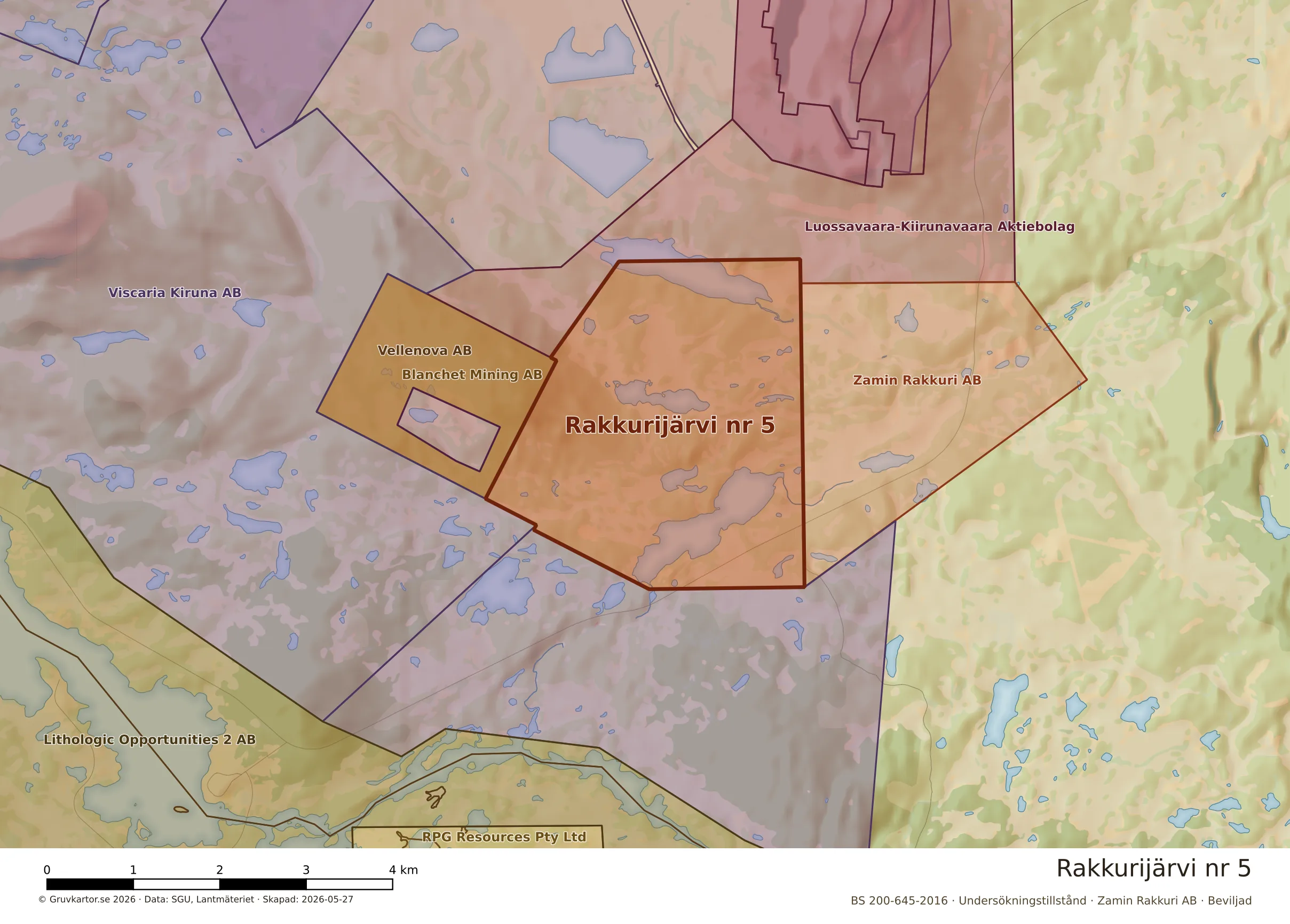 Närkarta över Rakkurijärvi nr 5