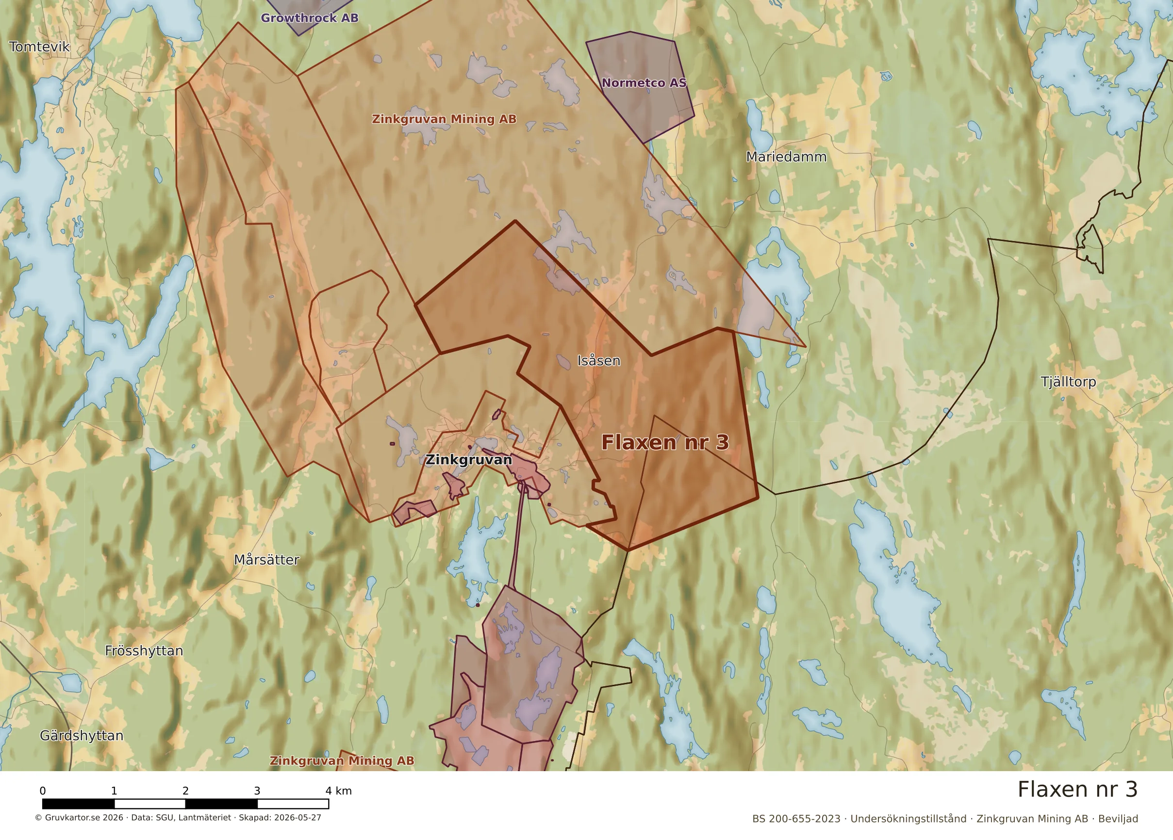 Närkarta över Flaxen nr 3