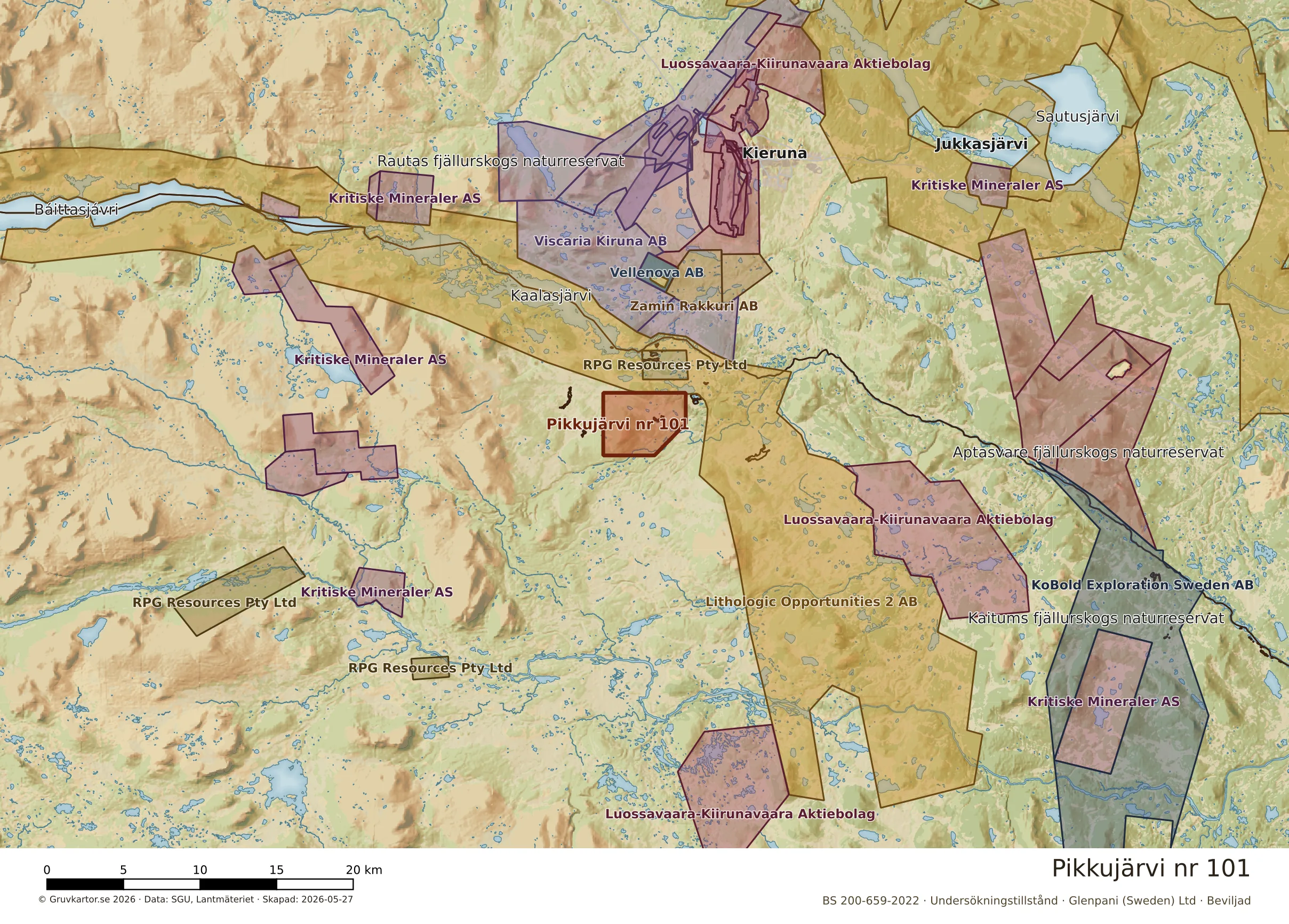 Översiktskarta över Pikkujärvi nr 101 i sitt landskap