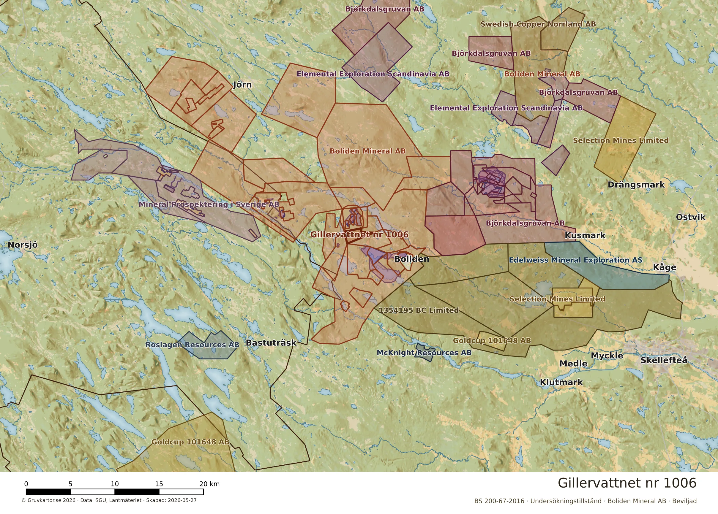Översiktskarta över Gillervattnet nr 1006 i sitt landskap