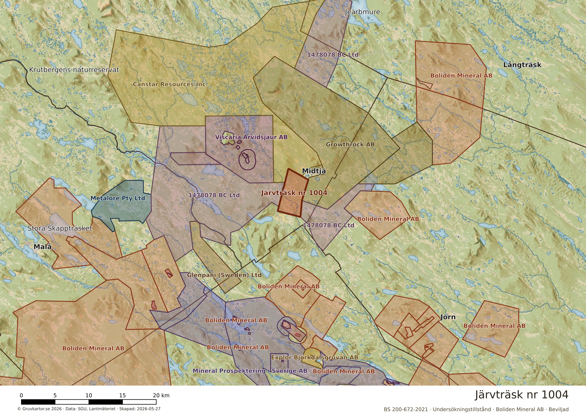 Karta över Järvträsk nr 1004