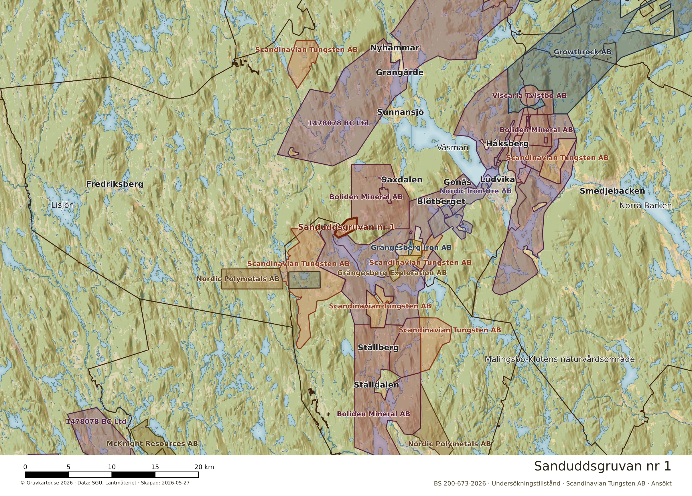 Karta över Sanduddsgruvan nr 1