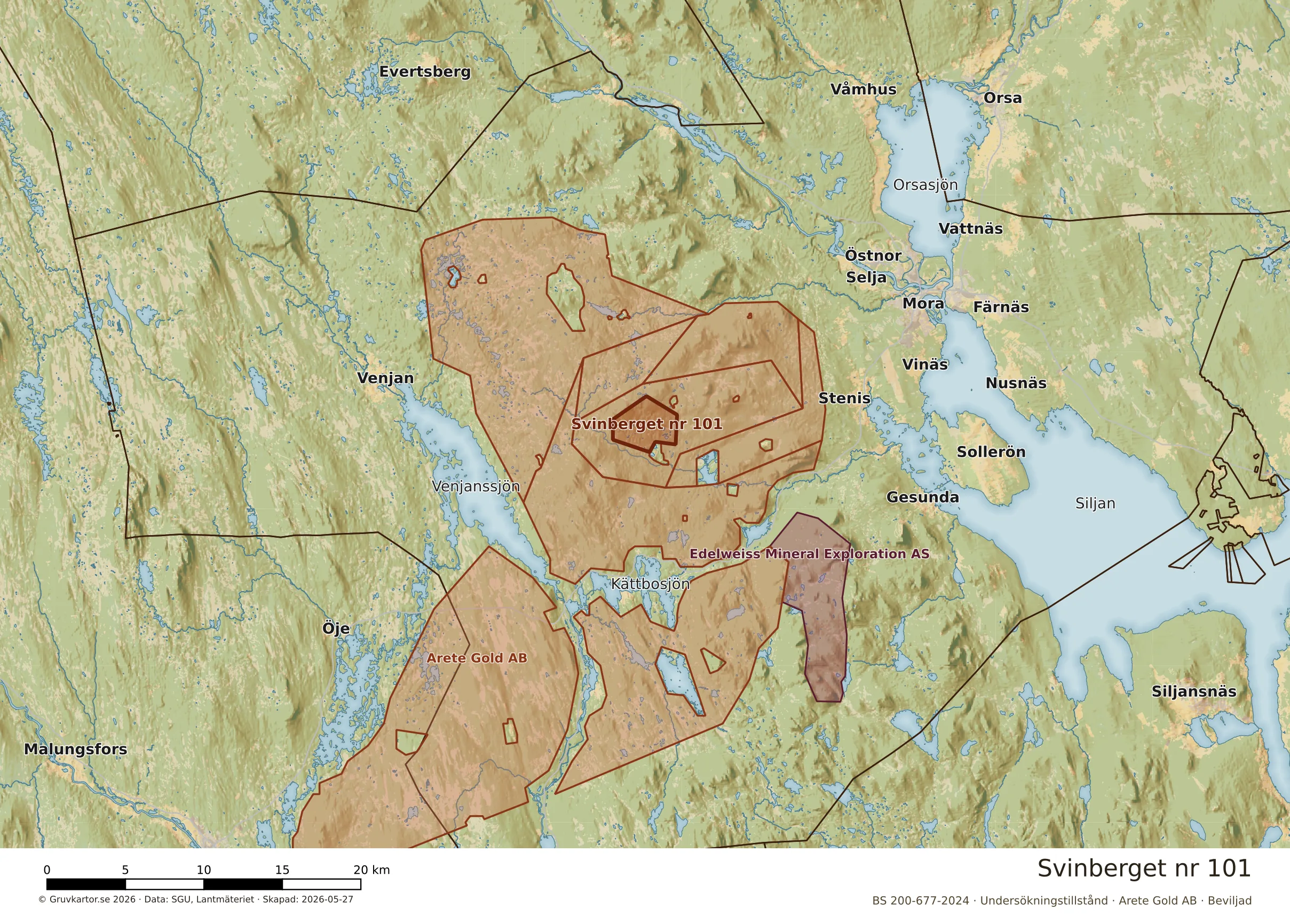 Översiktskarta över Svinberget nr 101 i sitt landskap