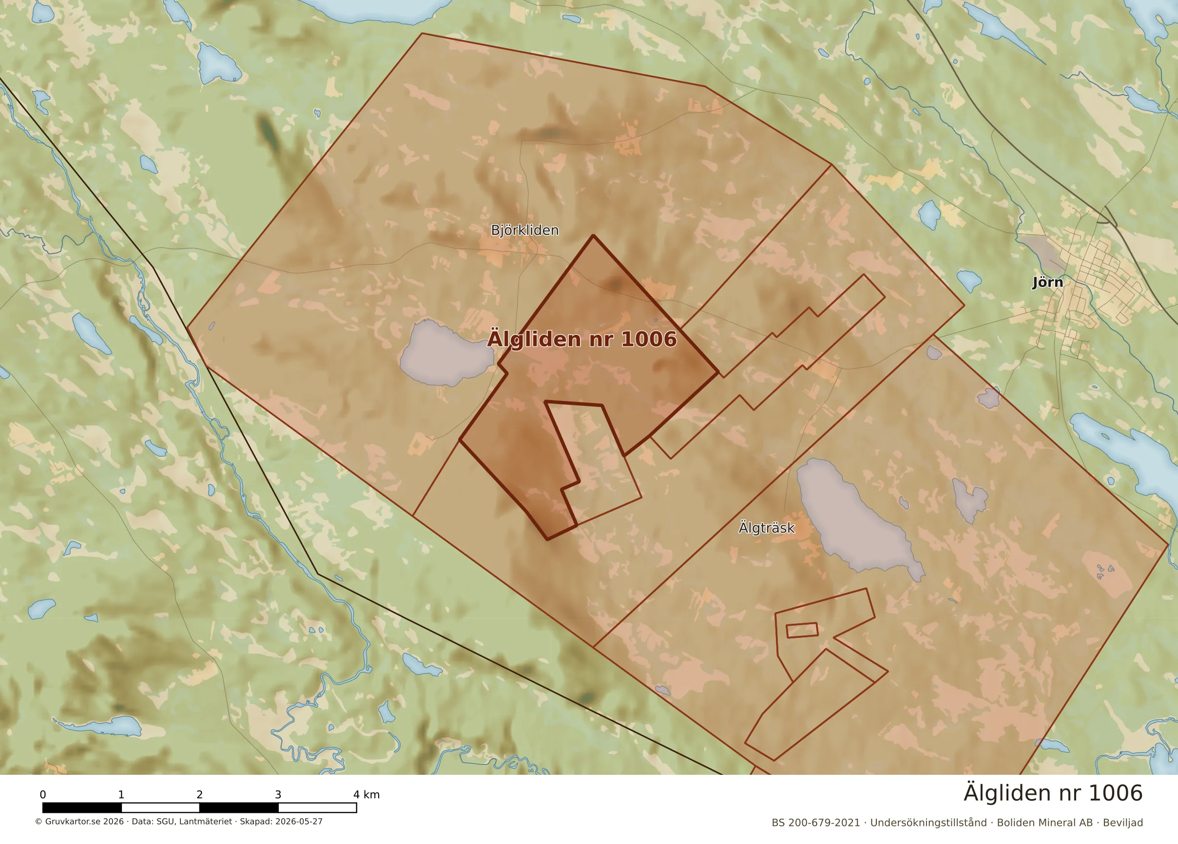 Närkarta över Älgliden nr 1006