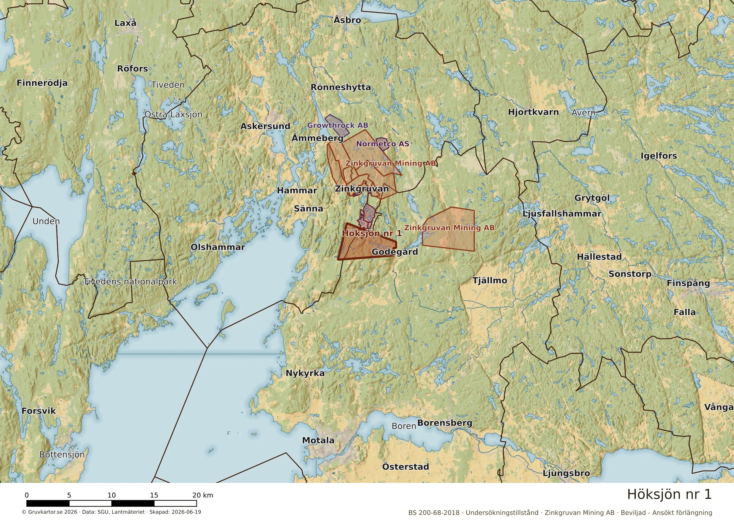 Översiktskarta över Höksjön nr 1 i sitt landskap